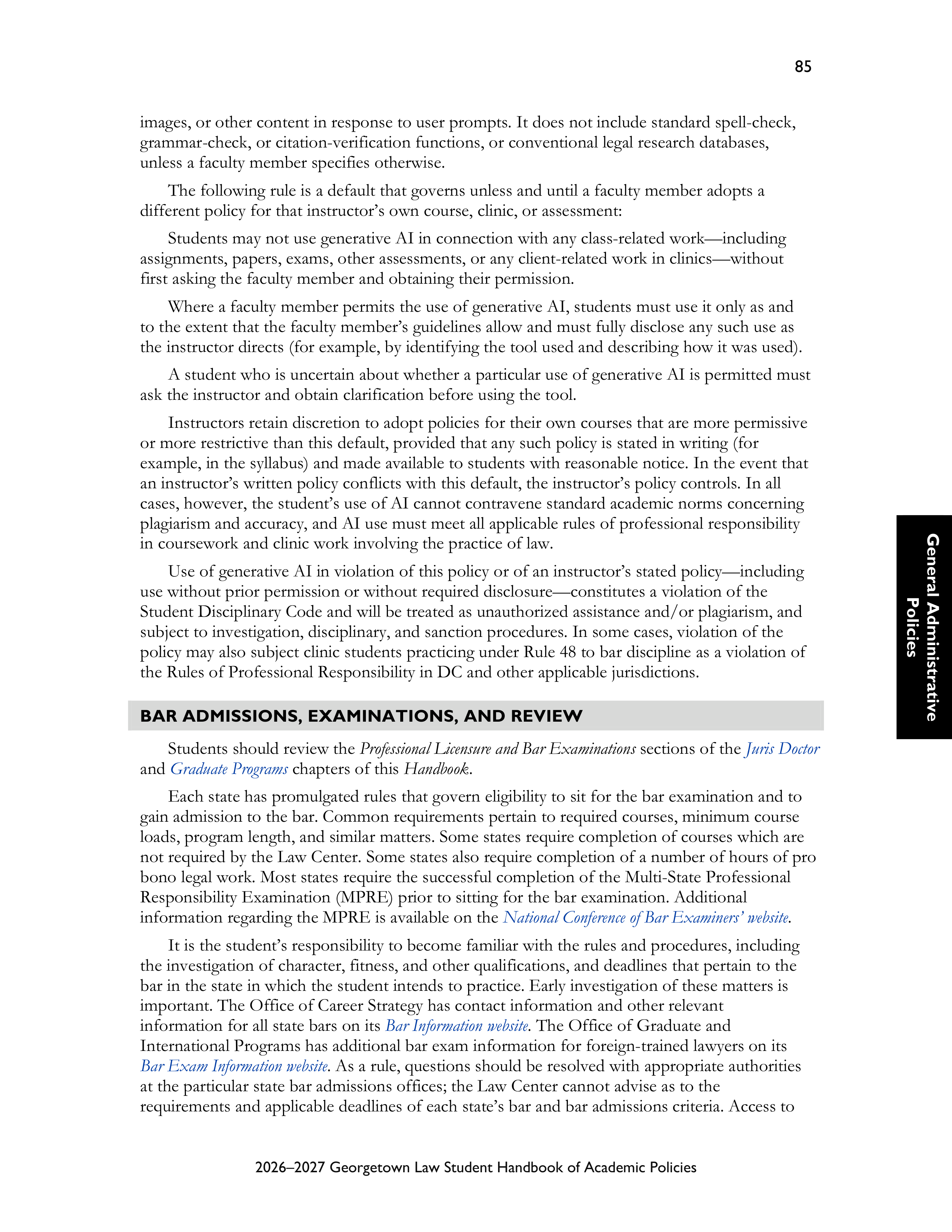 Georgetown University Law Student Handbook of Academic Policies Handbook — page 91