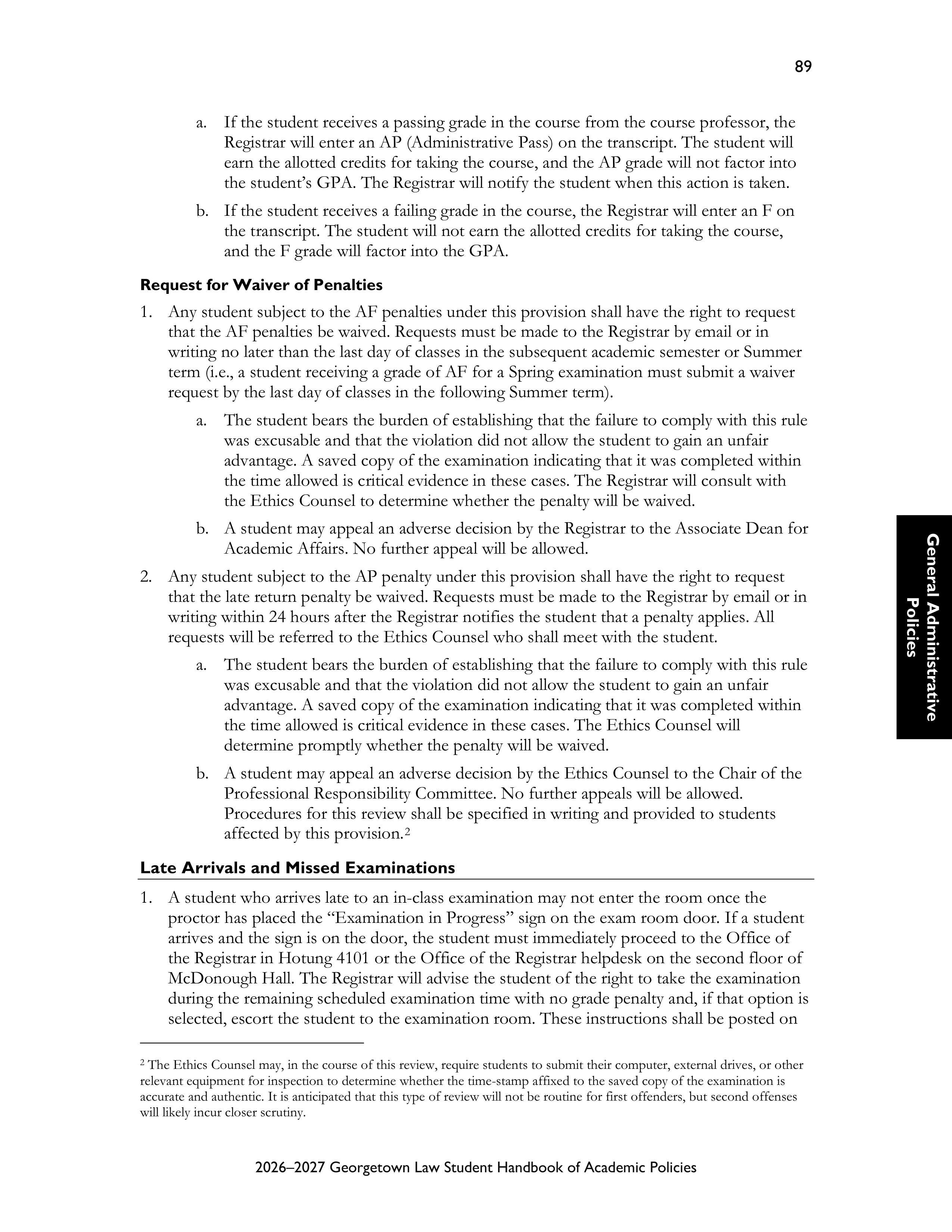 Georgetown University Law Student Handbook of Academic Policies Handbook — page 95