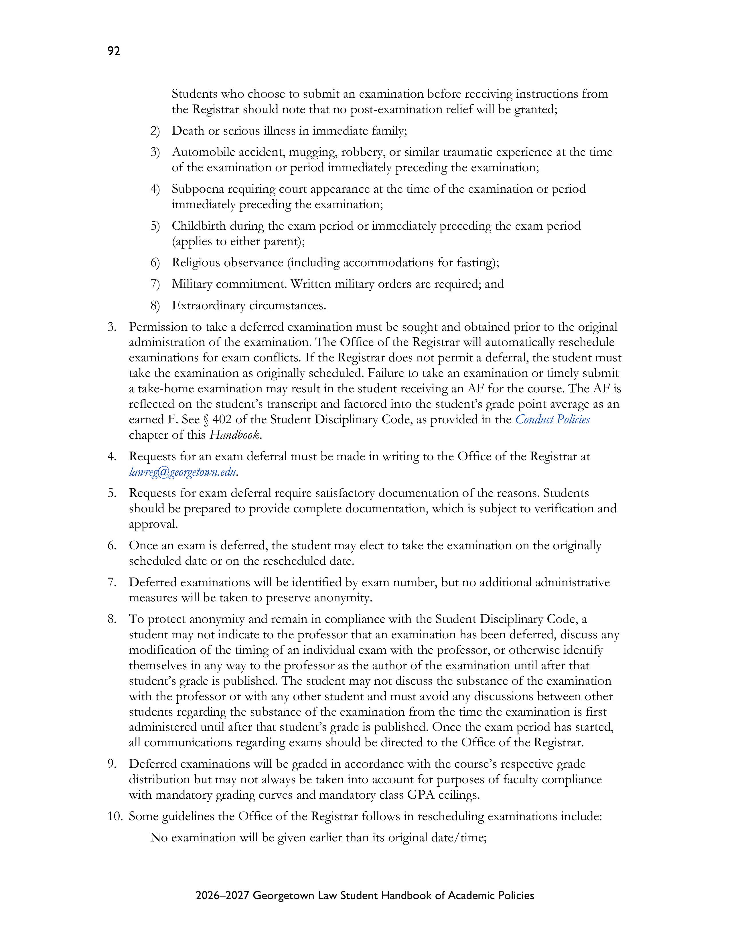 Georgetown University Law Student Handbook of Academic Policies Handbook — page 98