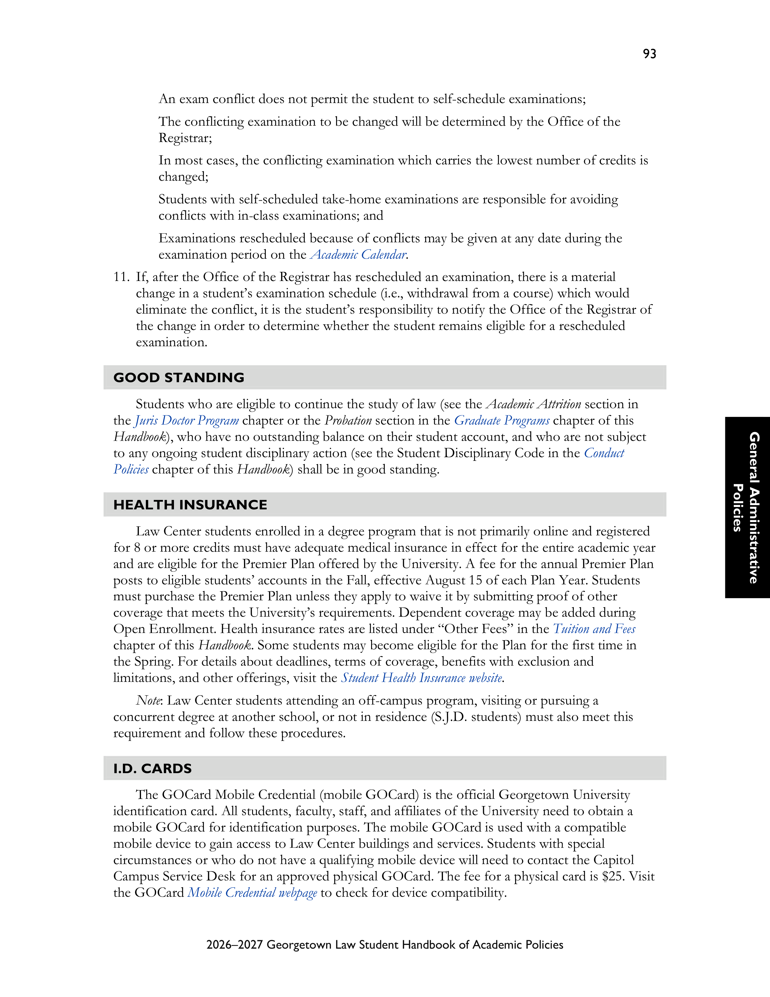 Georgetown University Law Student Handbook of Academic Policies Handbook — page 99