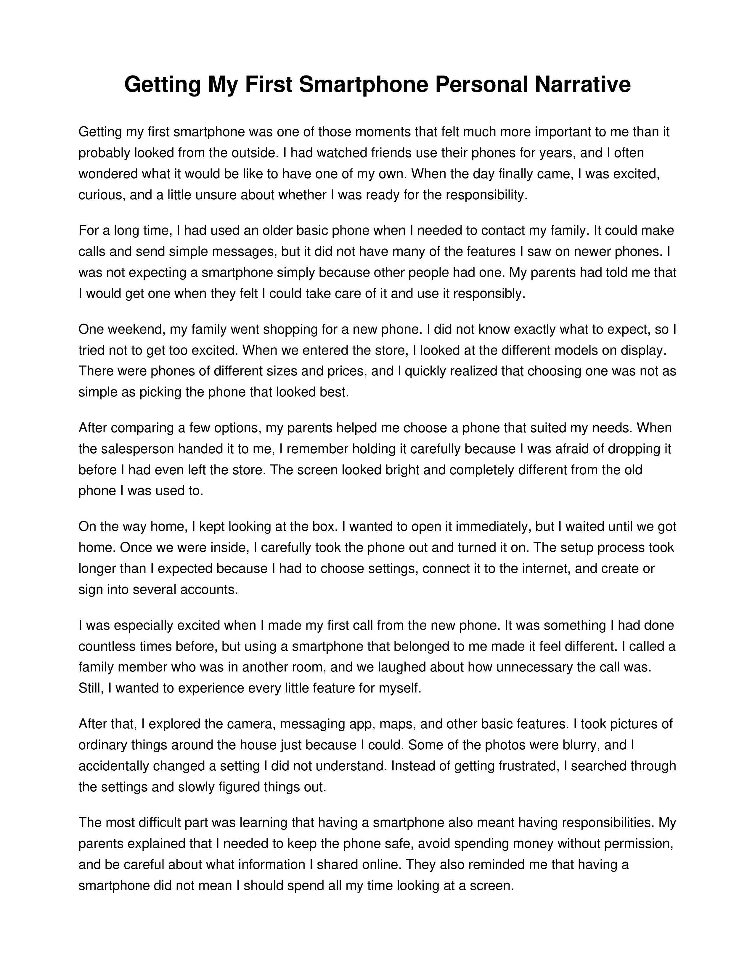 Getting My First Smartphone Personal Narrative — page 1