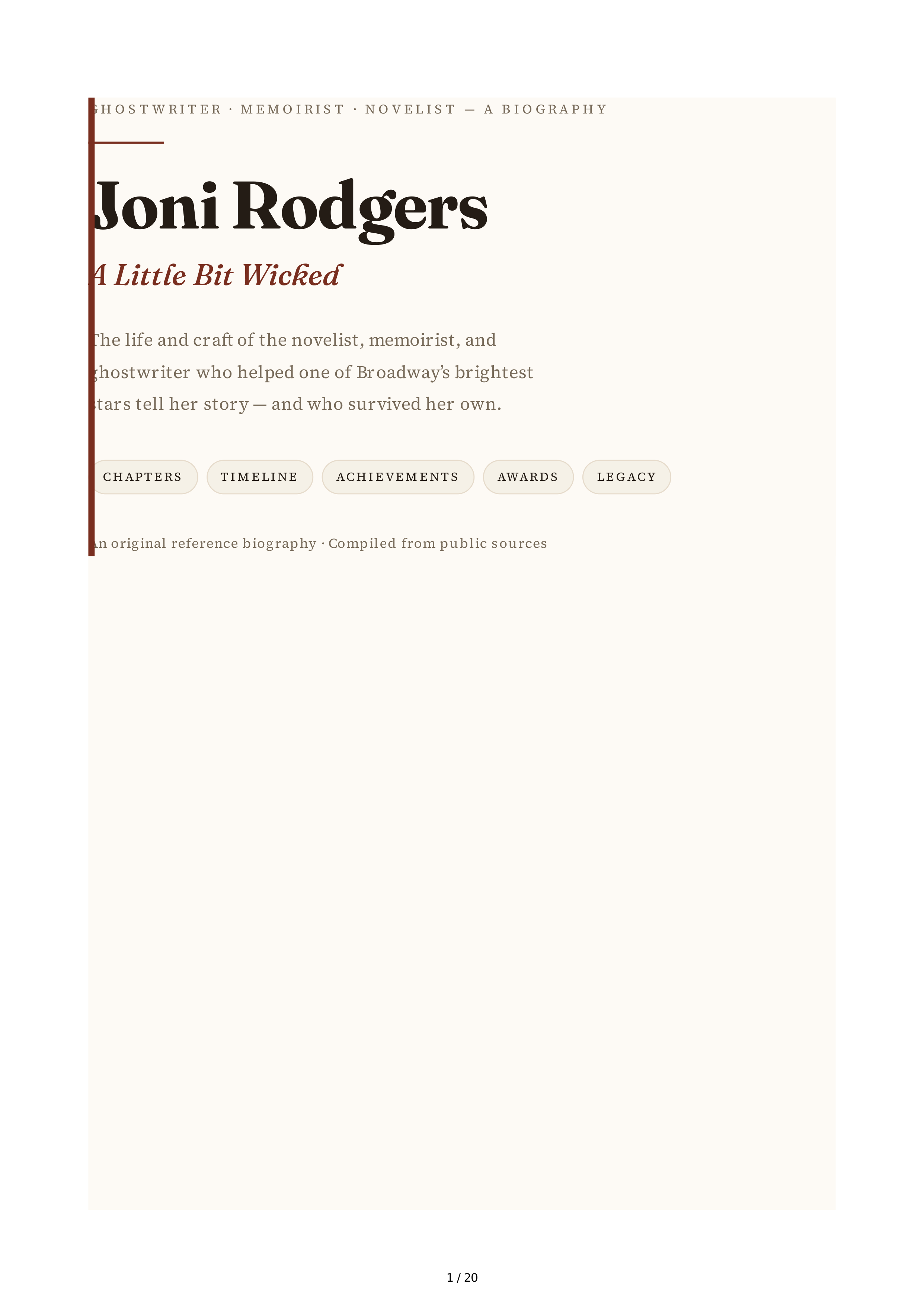 Ghostwriter Joni Rodgers A Little Bit Wicked Biography — page 1