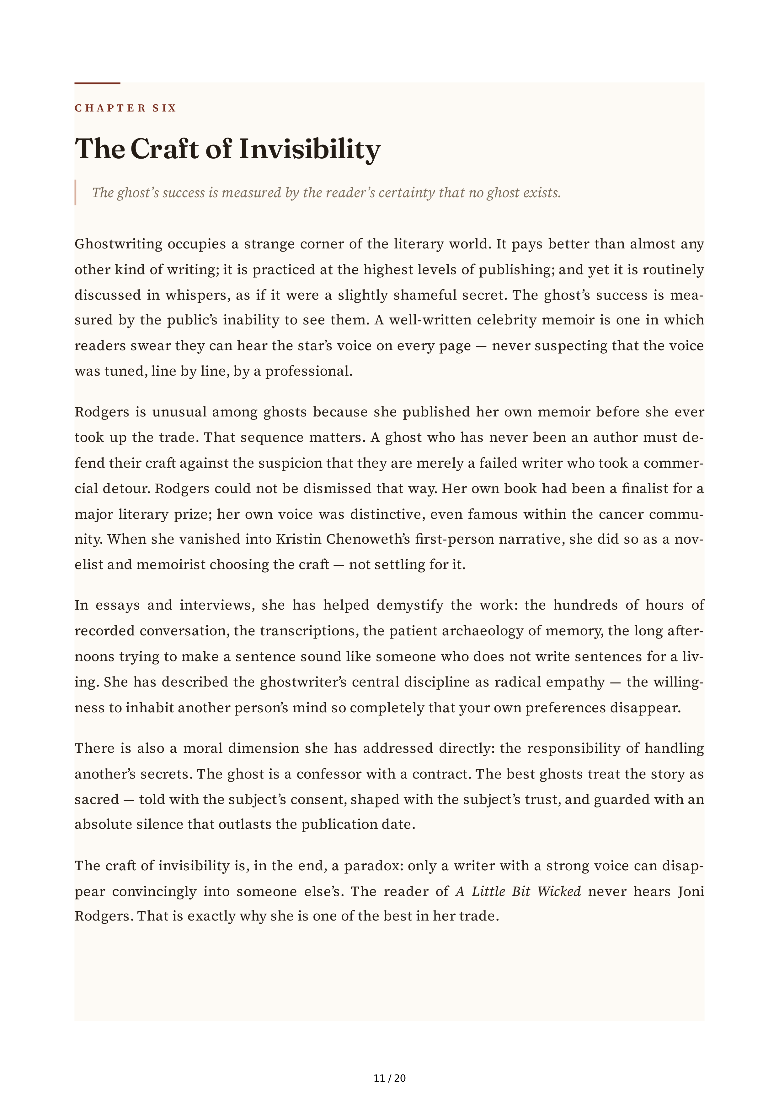 Ghostwriter Joni Rodgers A Little Bit Wicked Biography — page 11