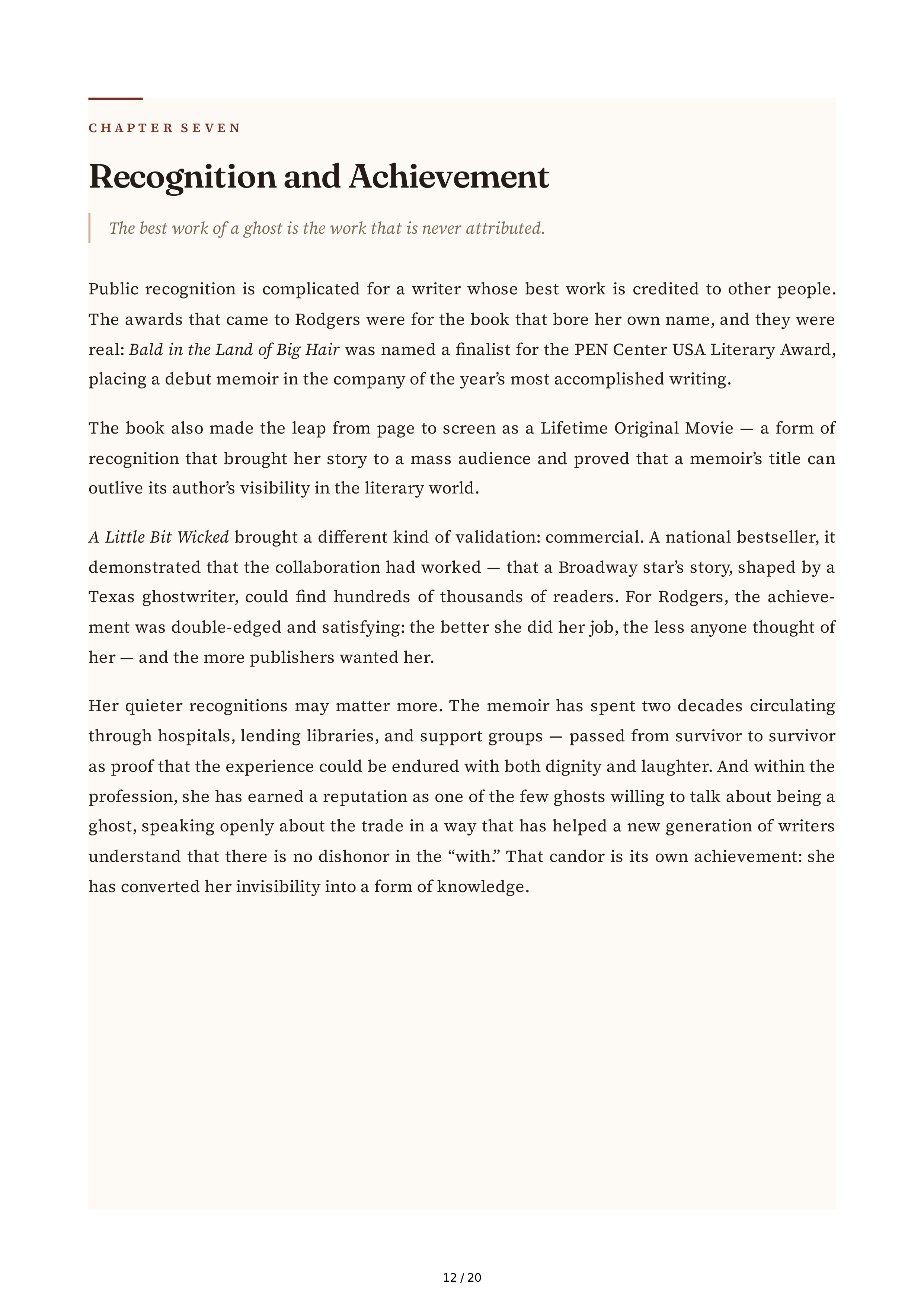 Ghostwriter Joni Rodgers A Little Bit Wicked Biography — page 12