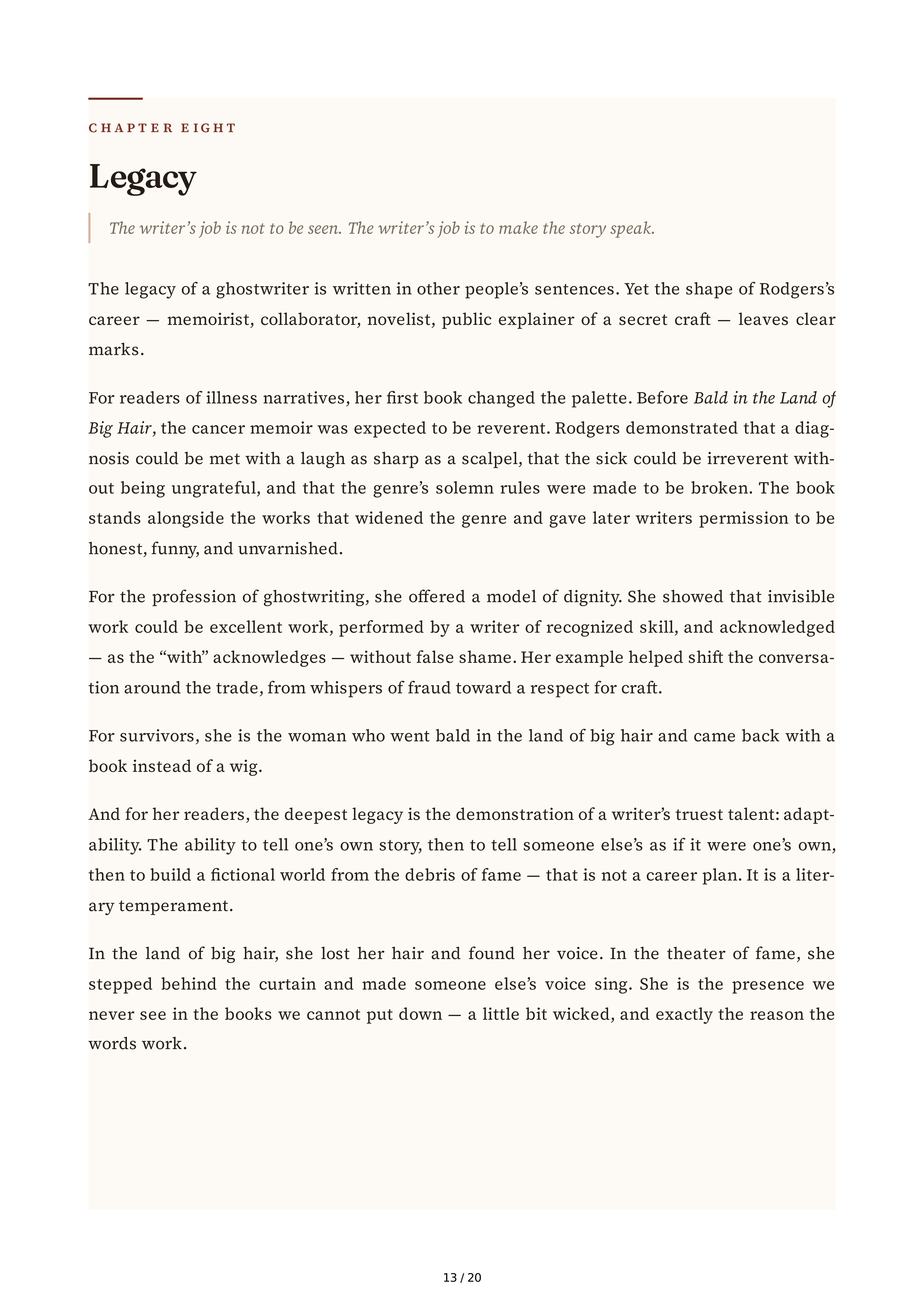 Ghostwriter Joni Rodgers A Little Bit Wicked Biography — page 13