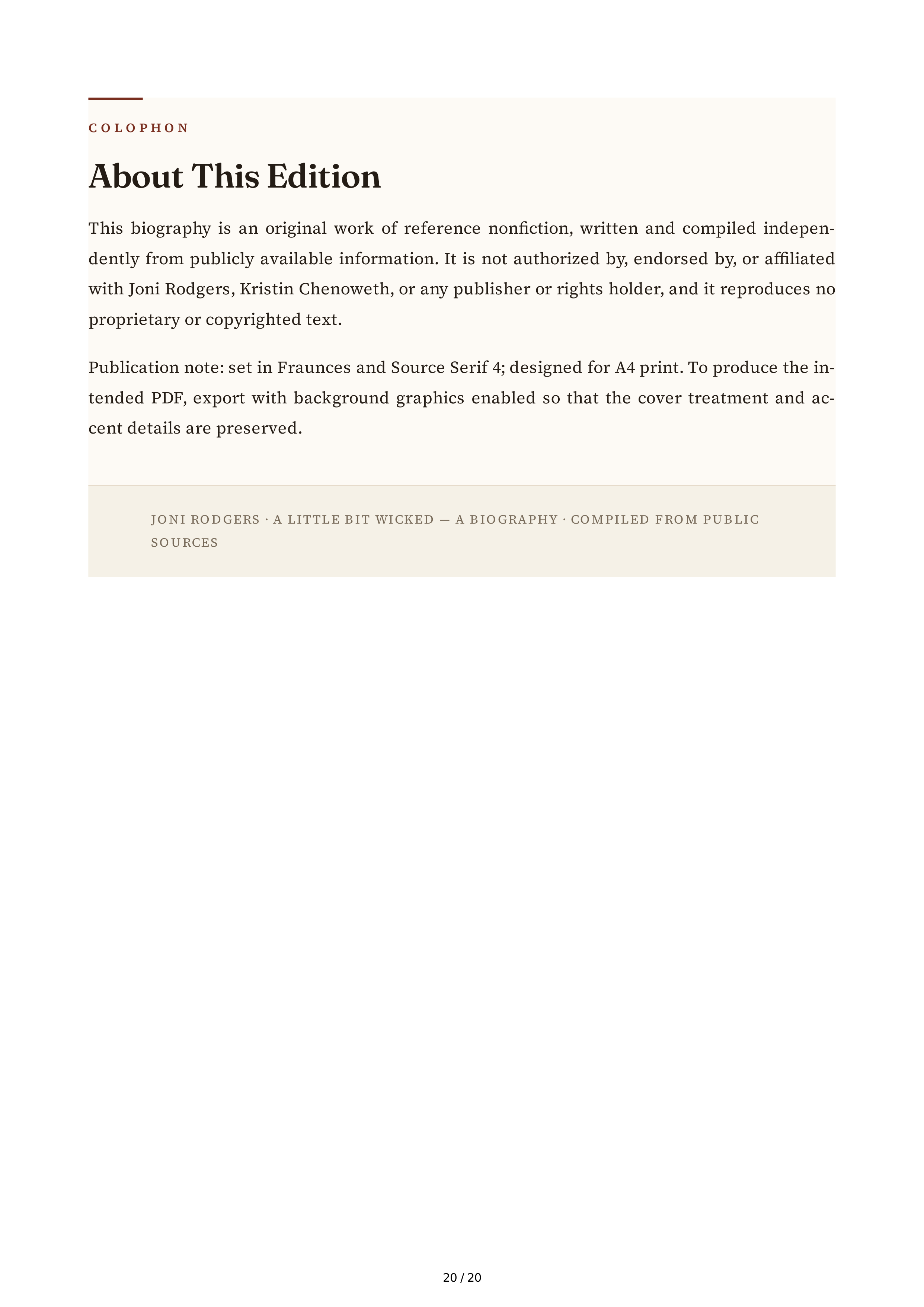 Ghostwriter Joni Rodgers A Little Bit Wicked Biography — page 20