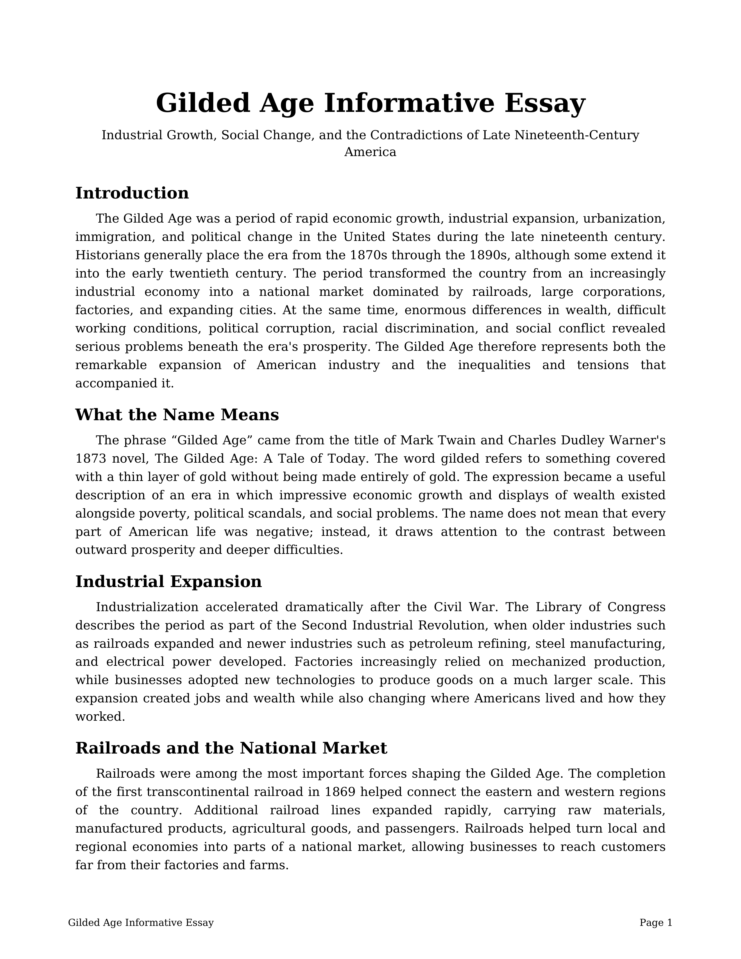 Gilded Age Informative Essay — page 1