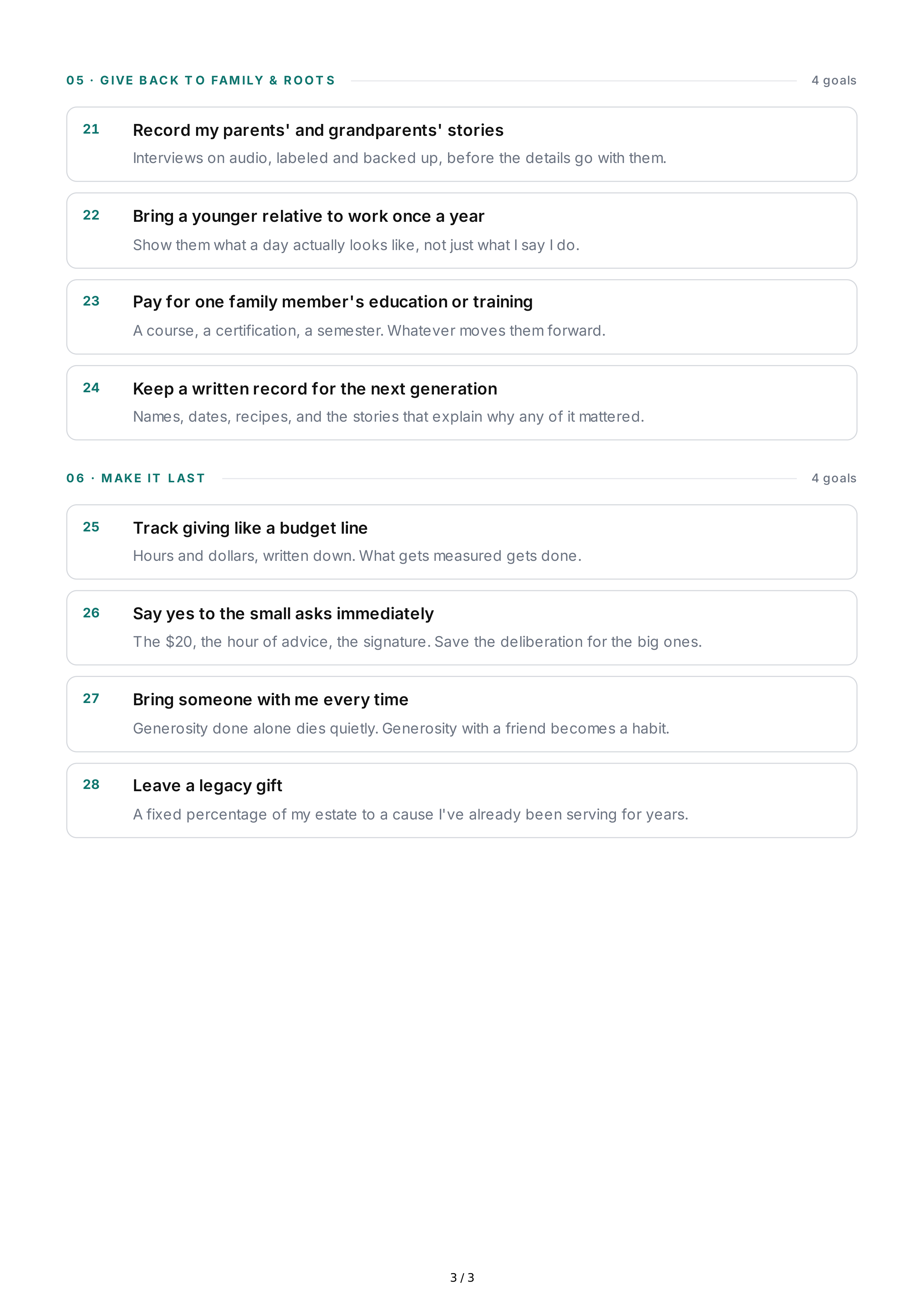 Giving Back Life Goals — page 3