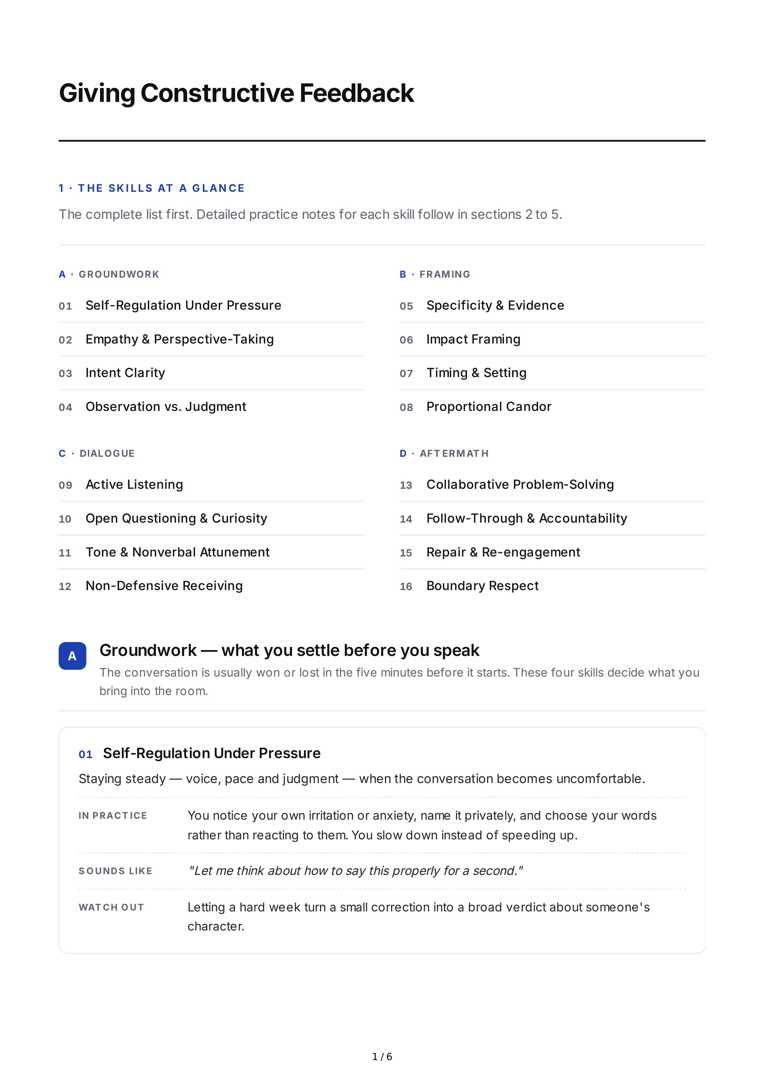 Giving Constructive Feedback Interpersonal Skills — page 1