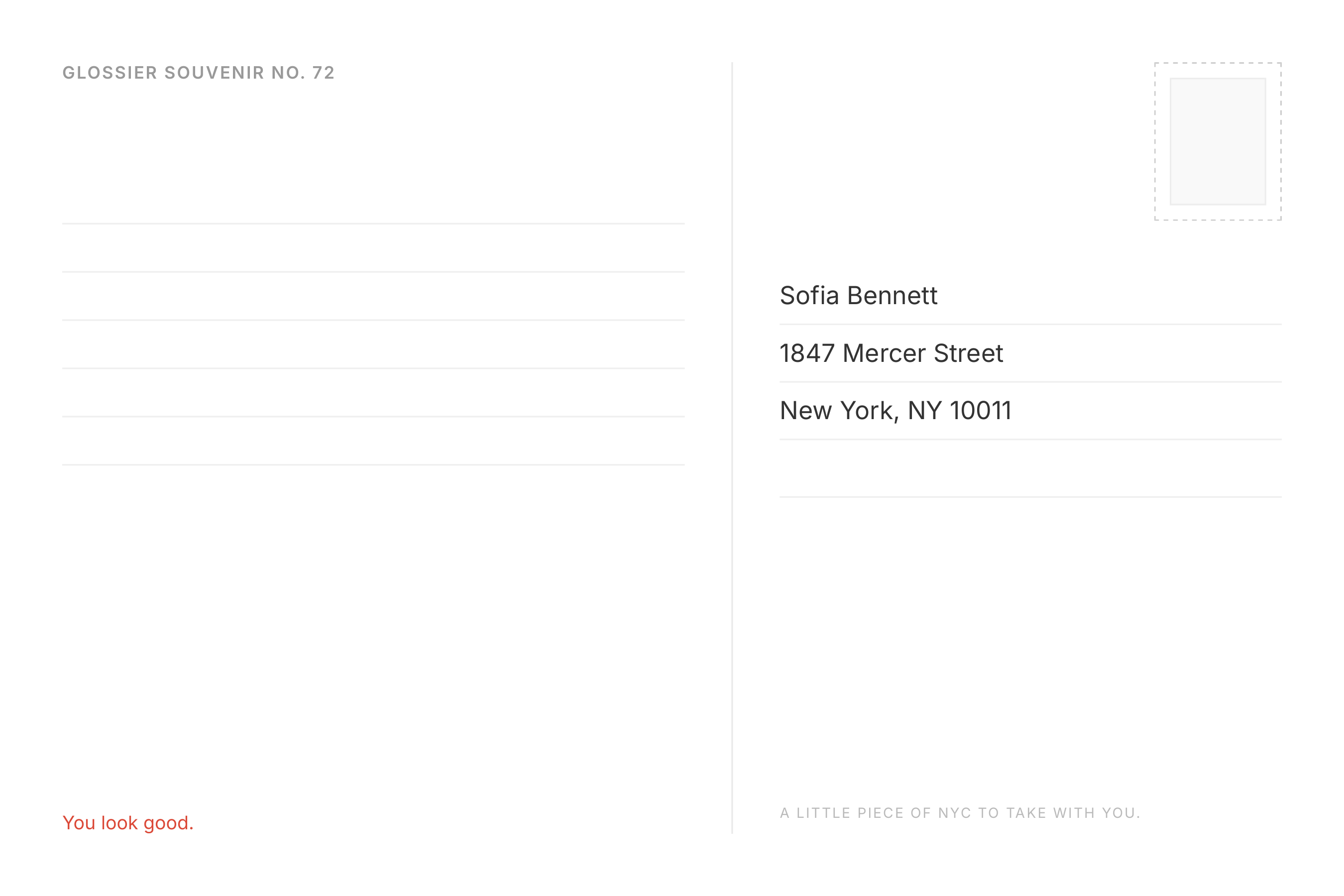 Glossier Location-Specific Pop-Up and Flagship Collectible Souvenir Postcard — page 2