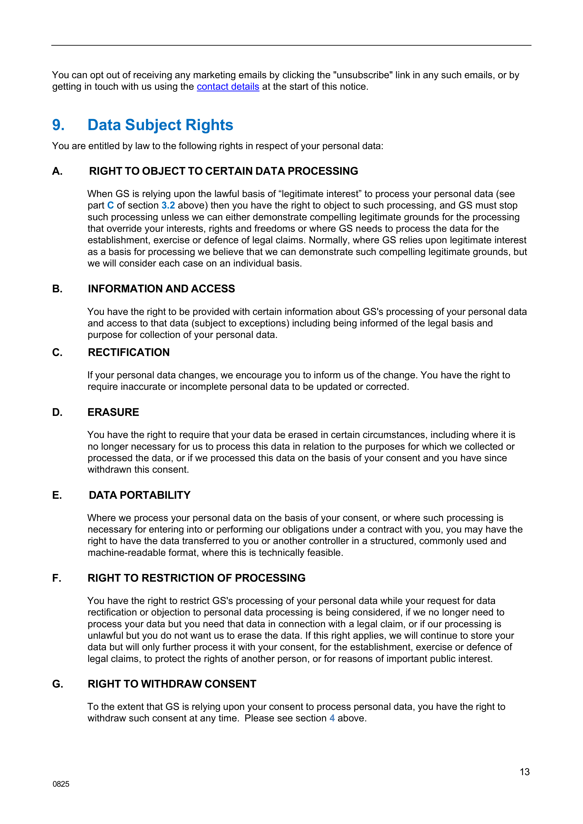Goldman Sachs Fair Processing Notice — page 13