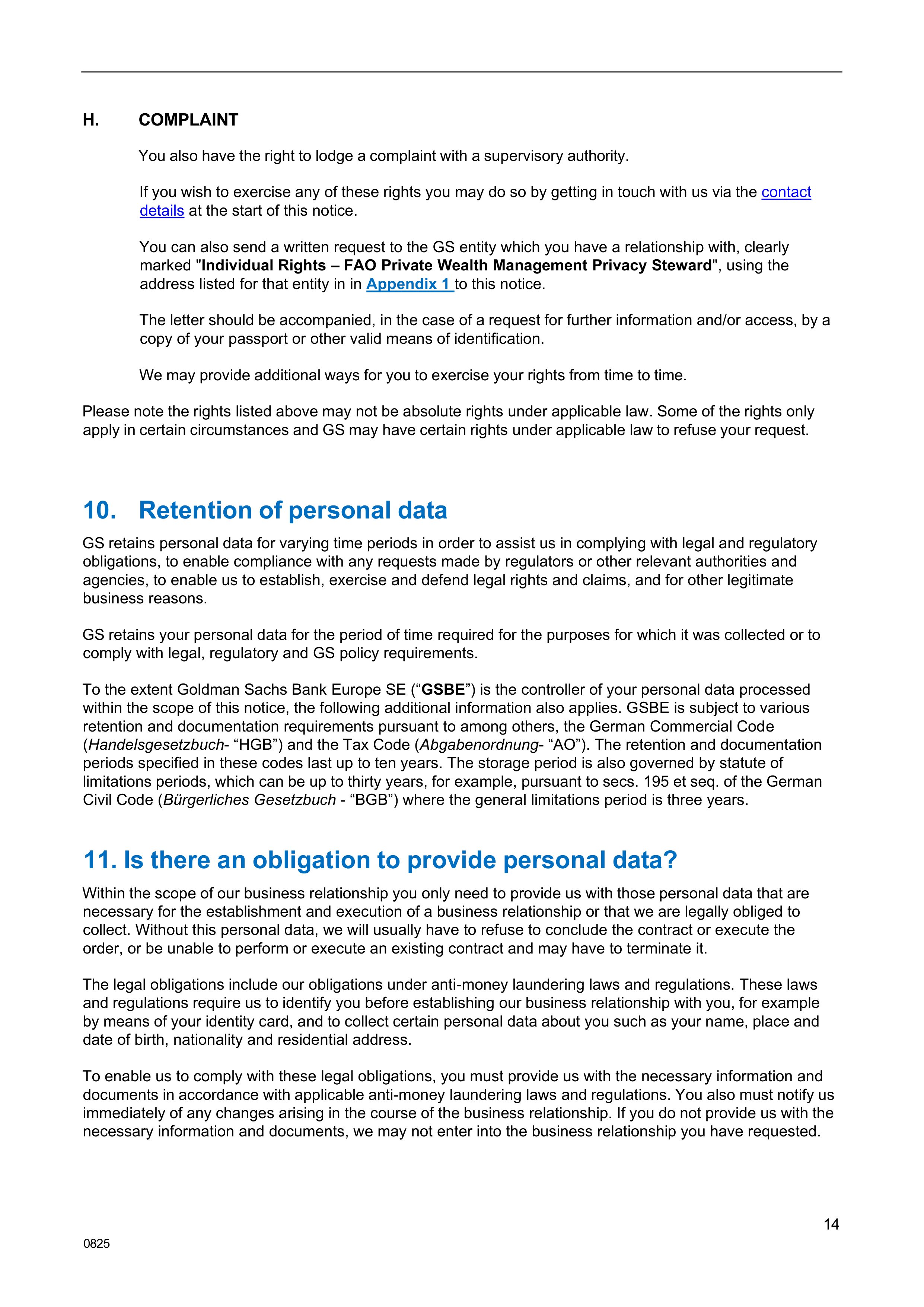 Goldman Sachs Fair Processing Notice — page 14