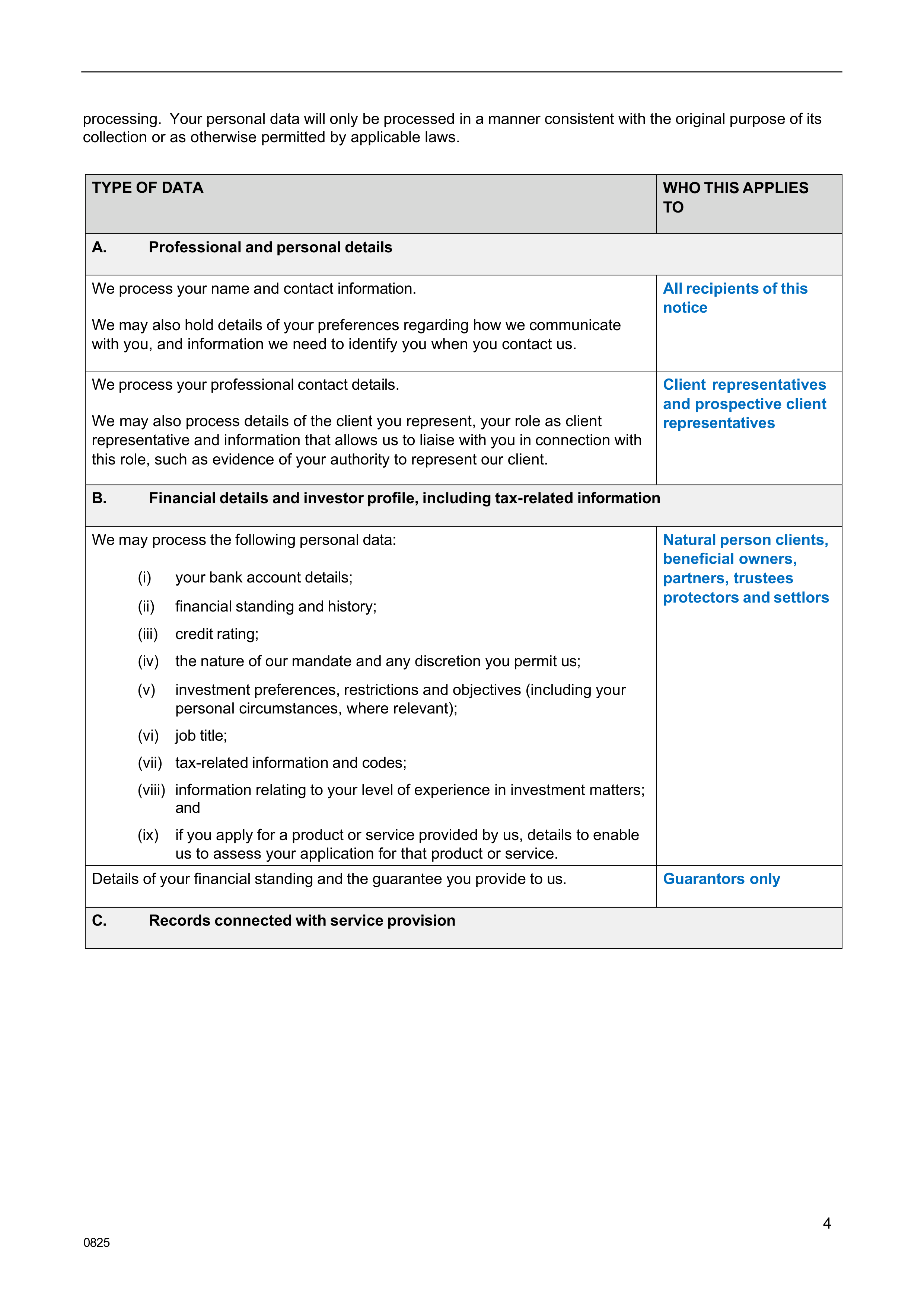 Goldman Sachs Fair Processing Notice — page 4