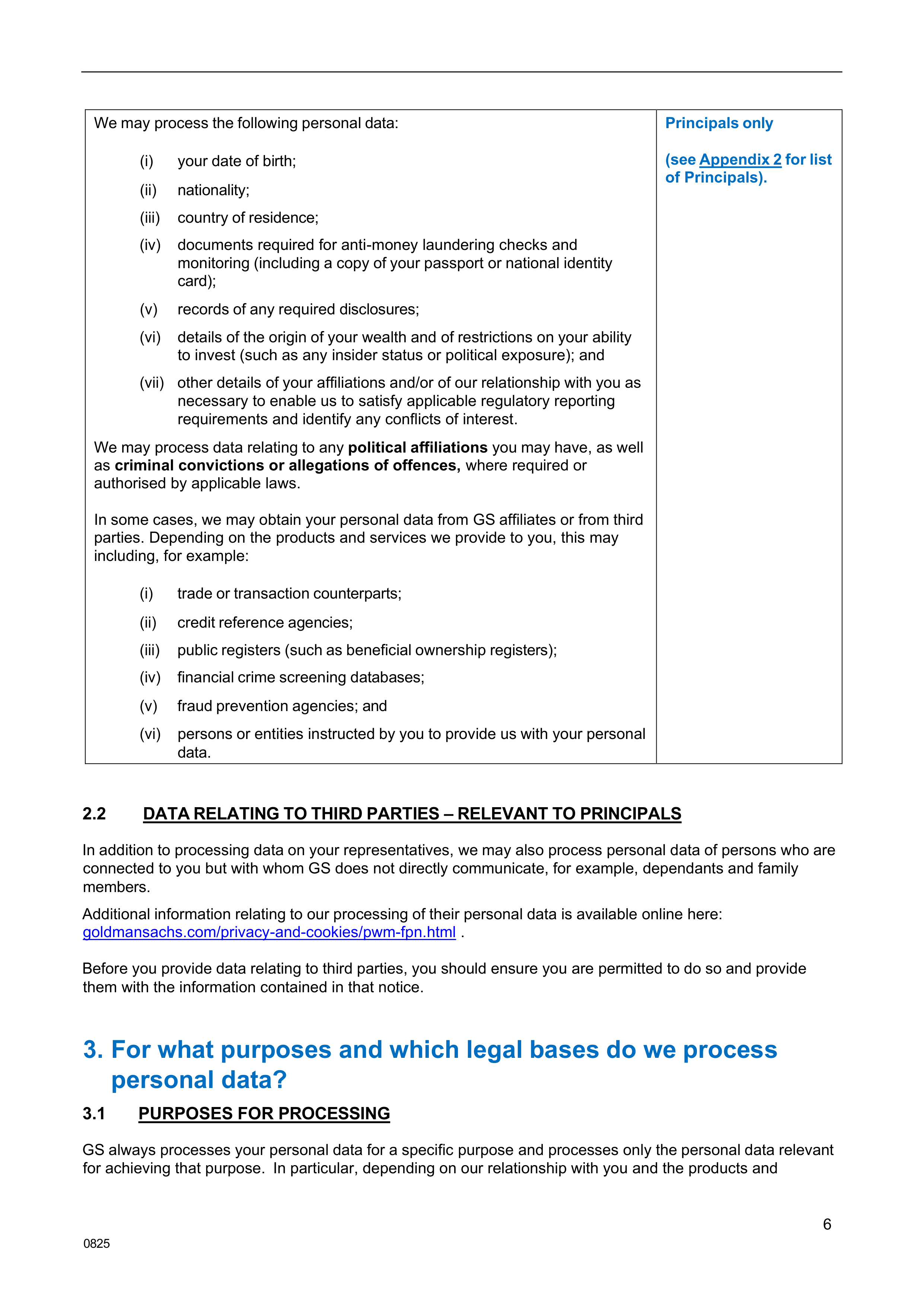 Goldman Sachs Fair Processing Notice — page 6