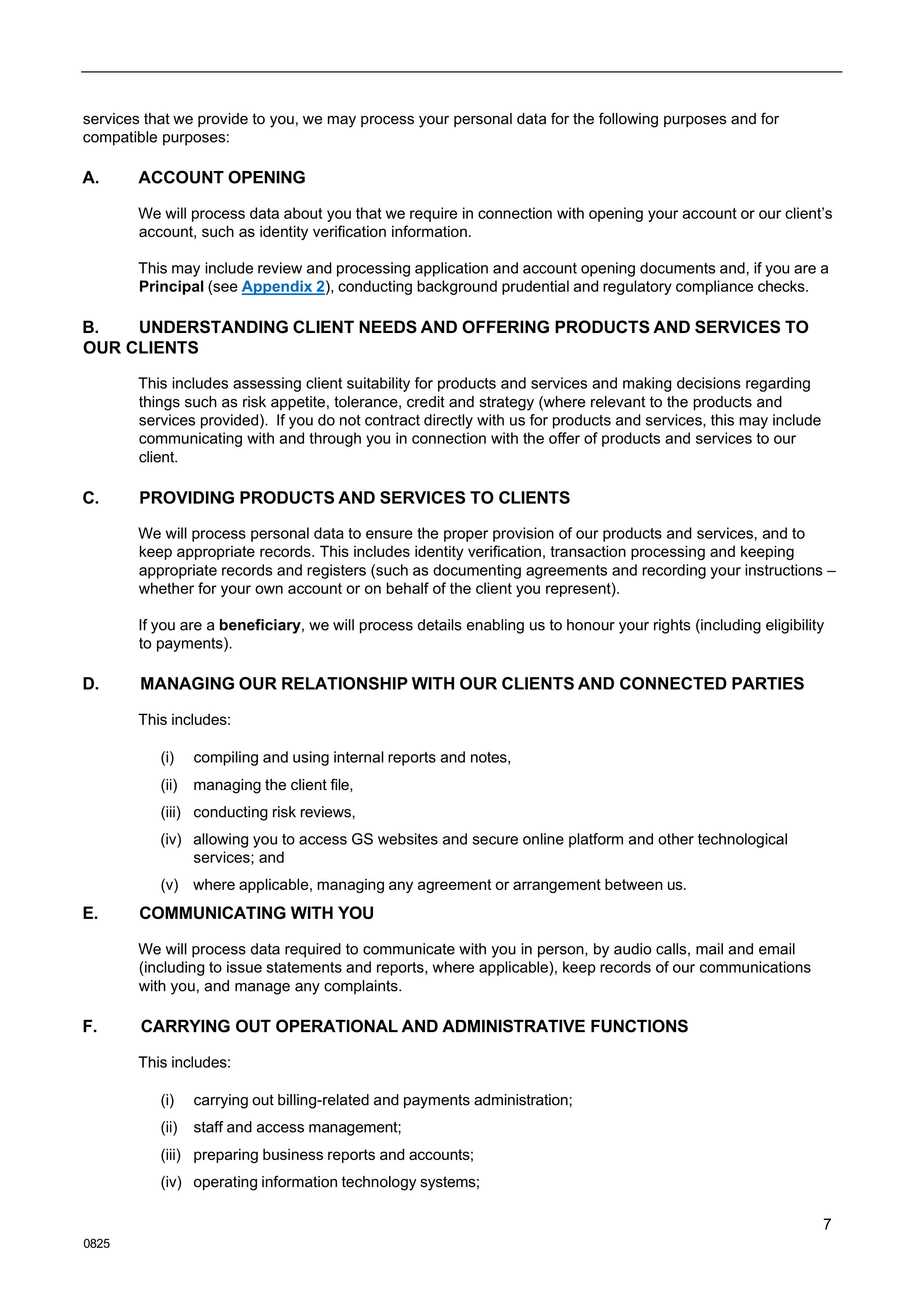 Goldman Sachs Fair Processing Notice — page 7