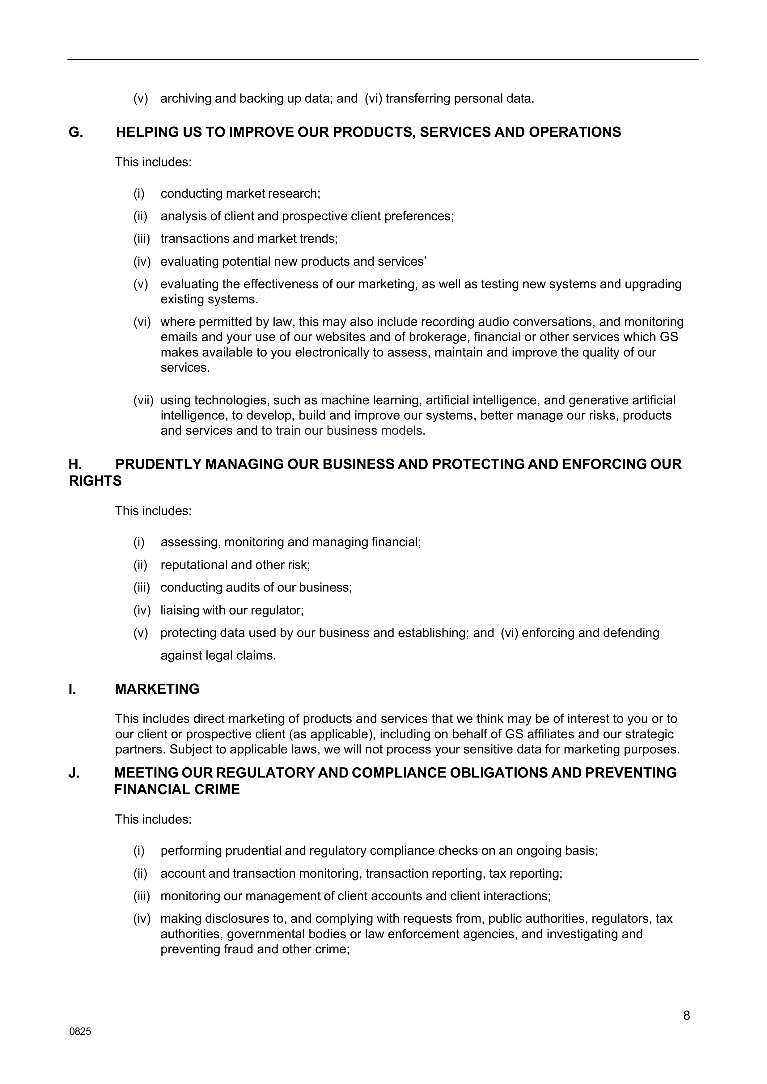 Goldman Sachs Fair Processing Notice — page 8