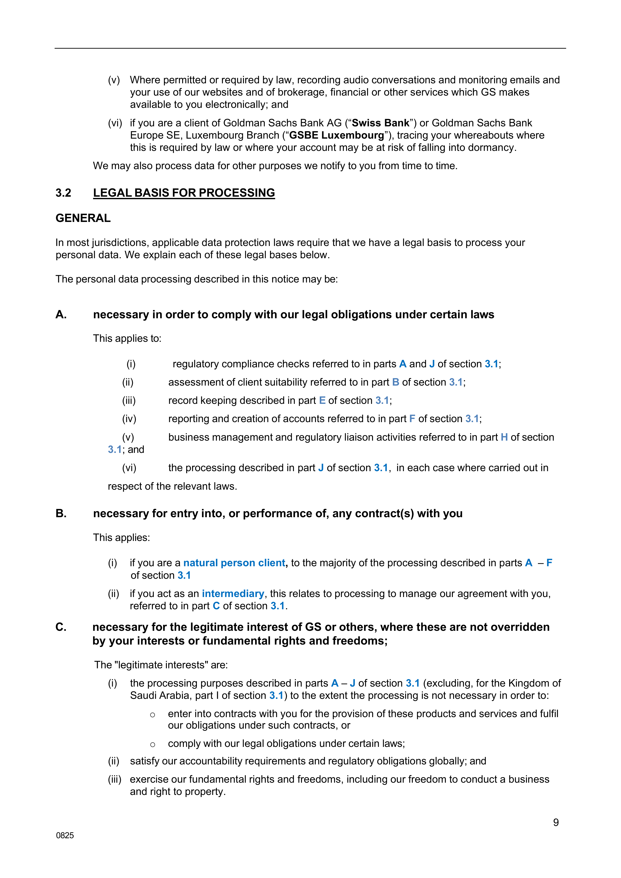 Goldman Sachs Fair Processing Notice — page 9