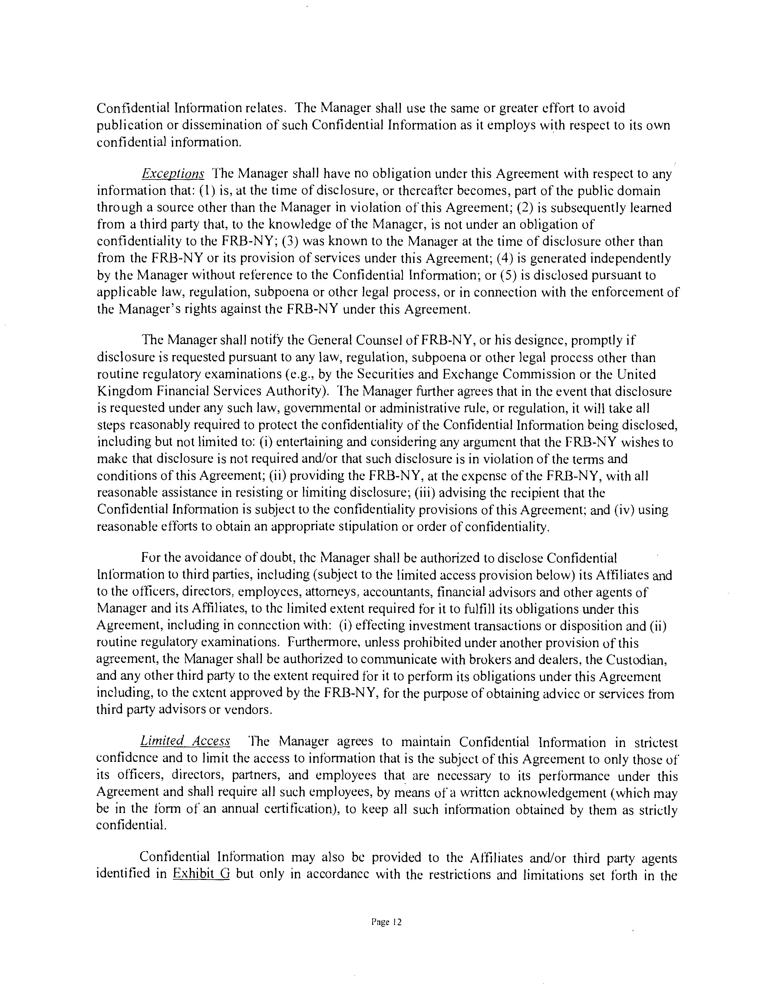 Goldman Sachs Investment Management Agreement — page 12