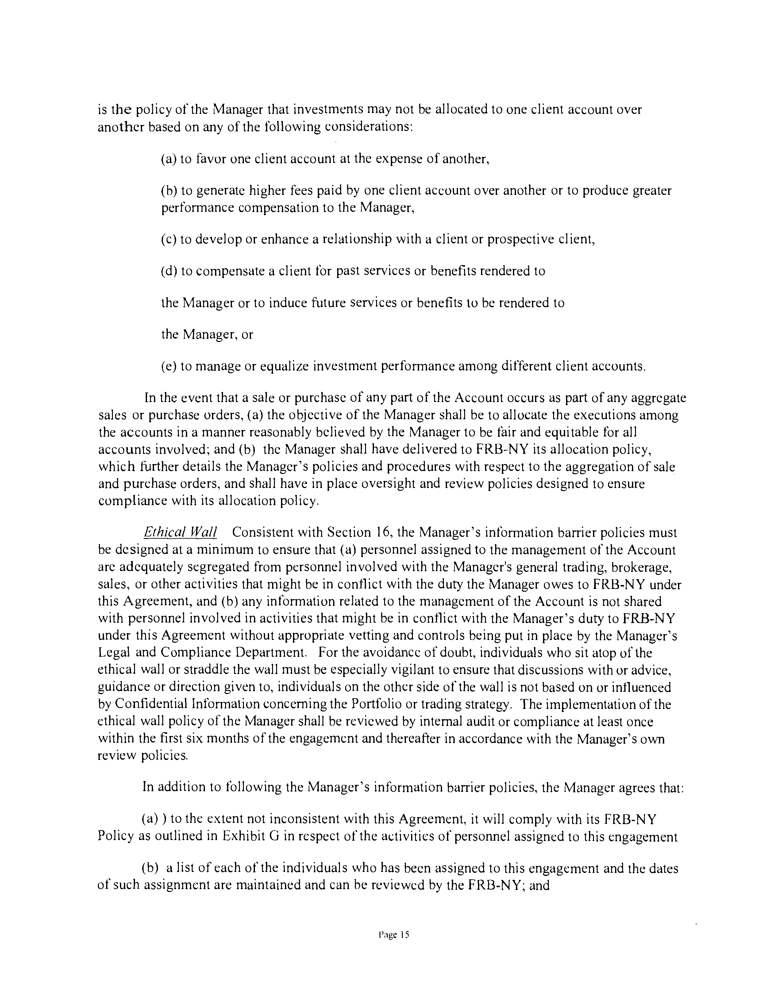 Goldman Sachs Investment Management Agreement — page 15