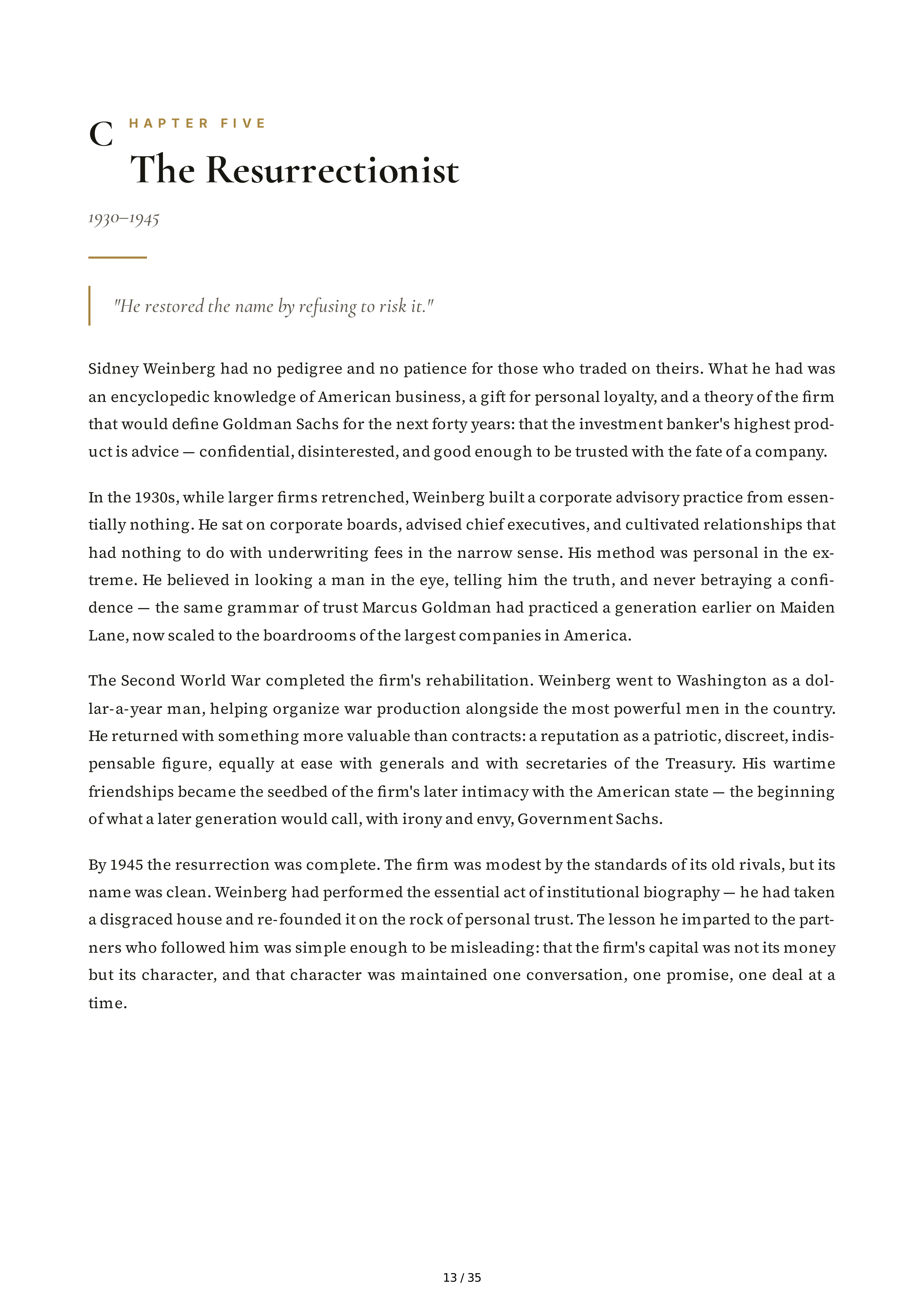 Goldman Sachs Streetwise Getting to and Through Goldman Sachs Biography — page 13