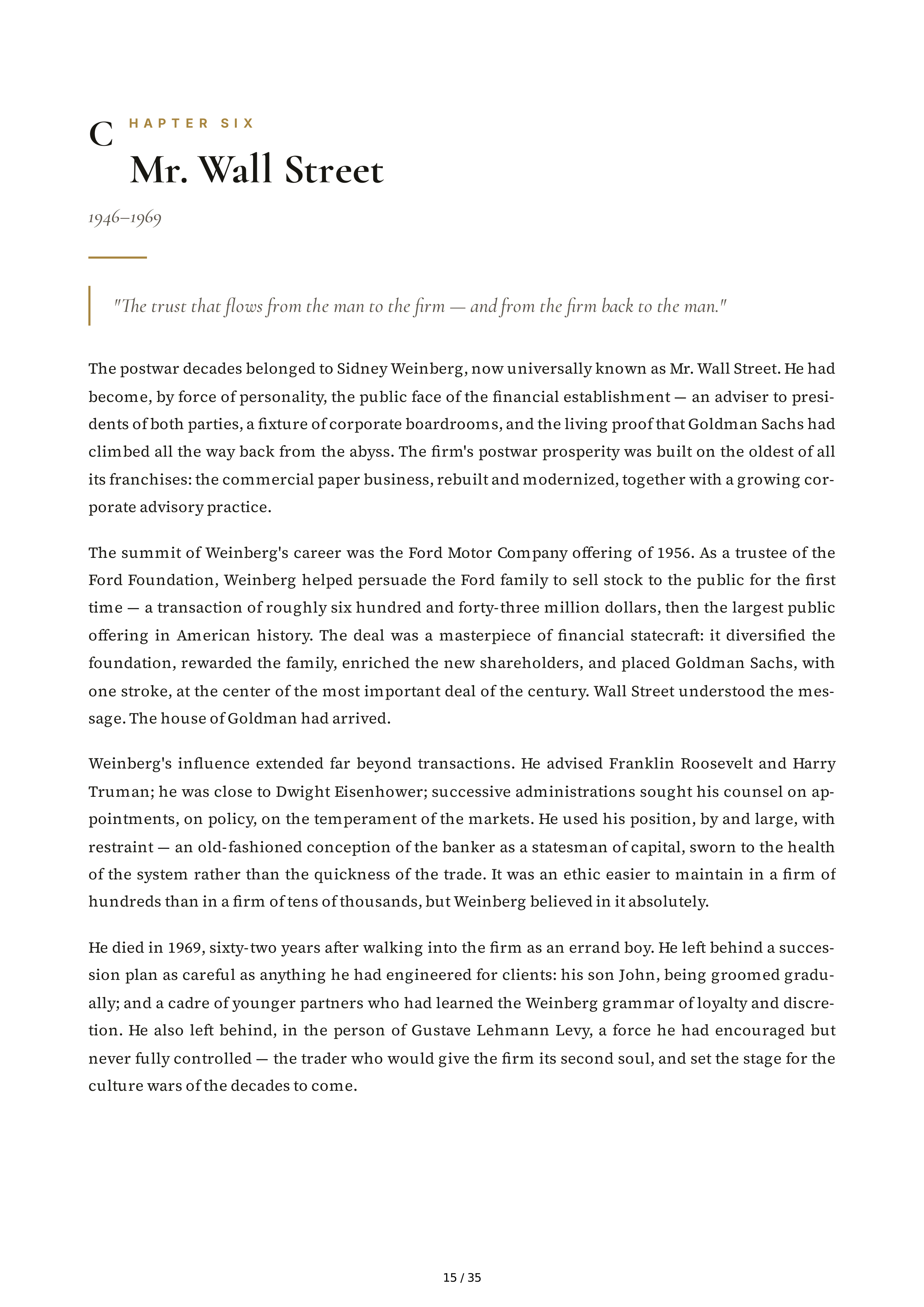 Goldman Sachs Streetwise Getting to and Through Goldman Sachs Biography — page 15