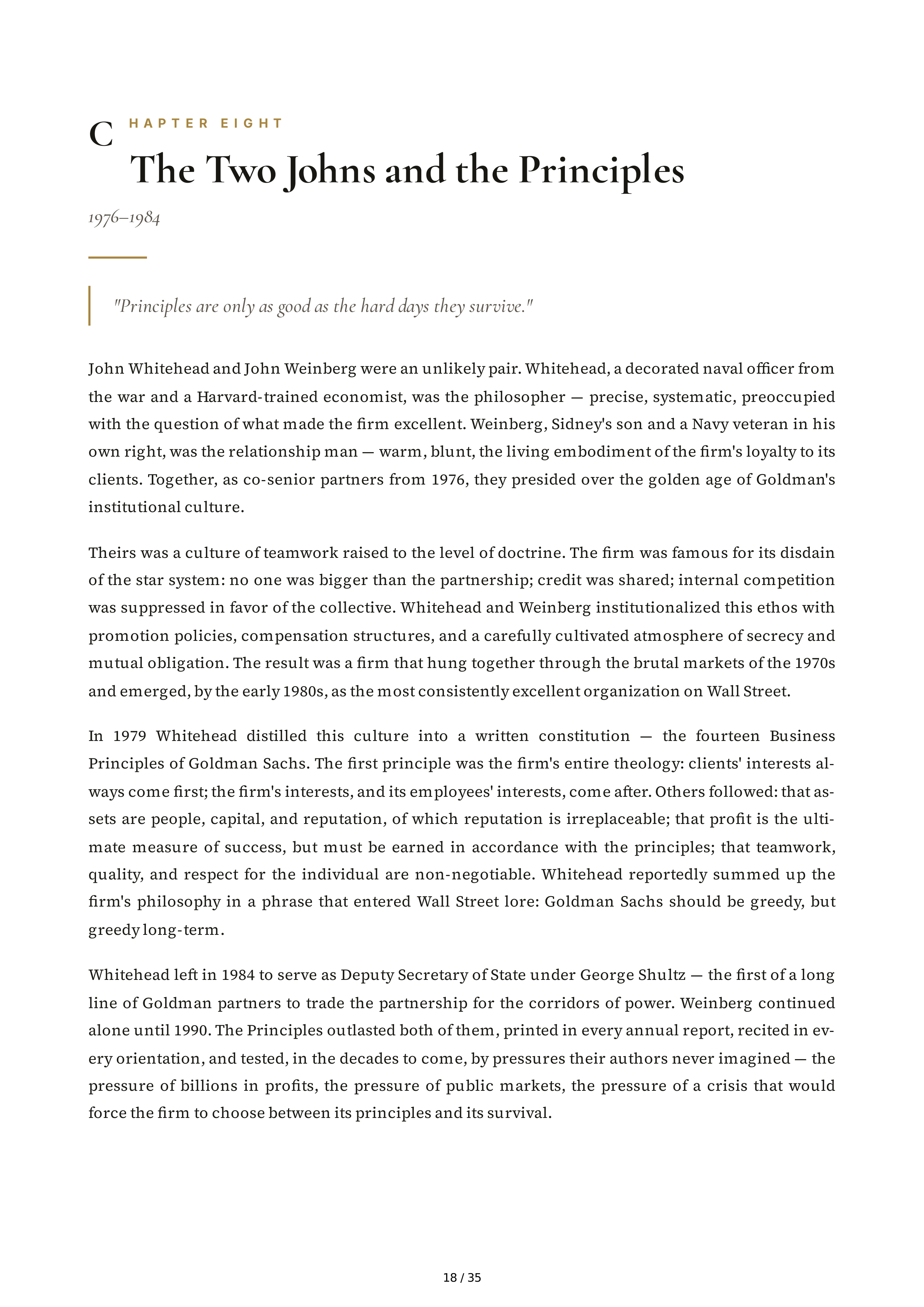 Goldman Sachs Streetwise Getting to and Through Goldman Sachs Biography — page 18
