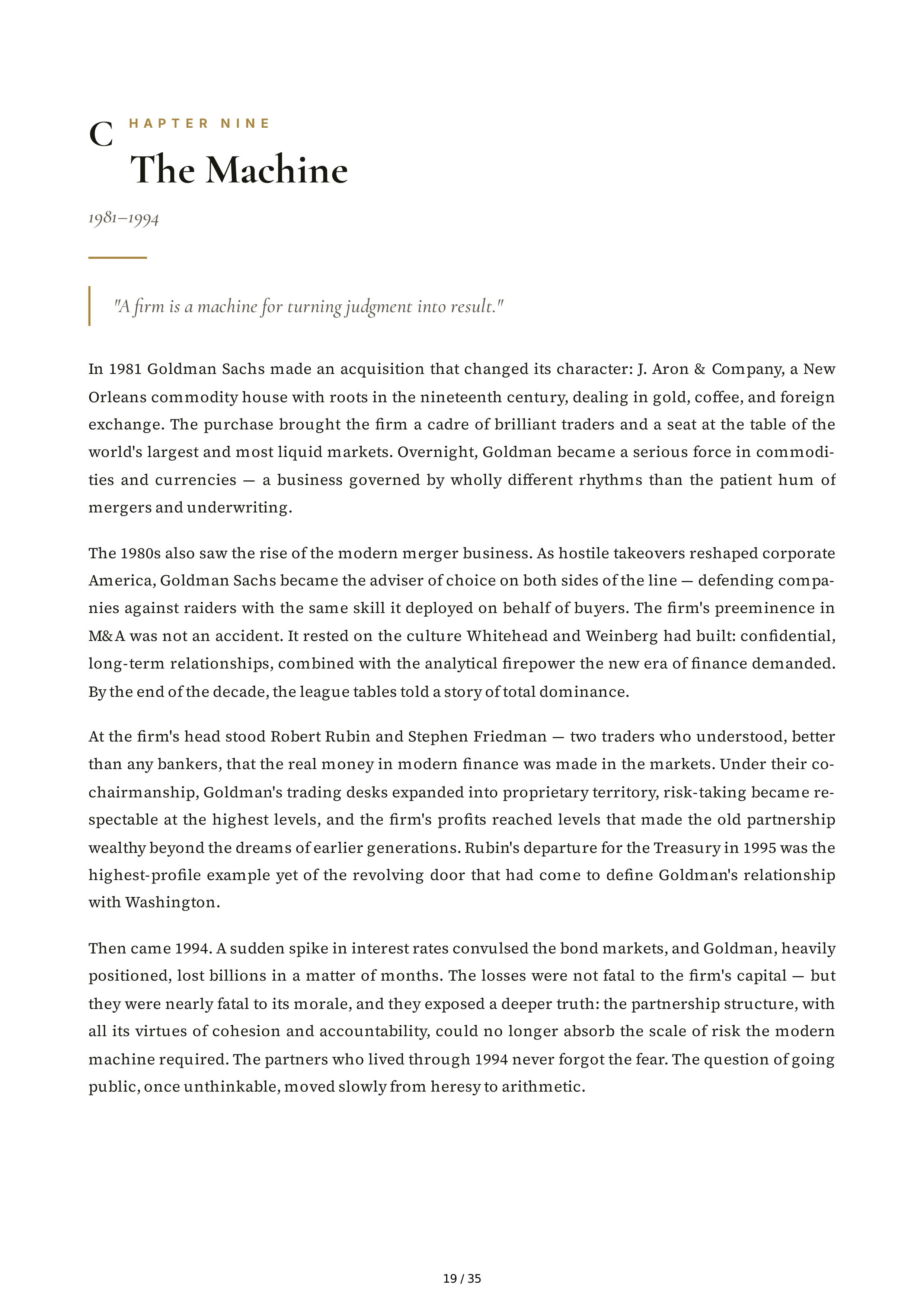 Goldman Sachs Streetwise Getting to and Through Goldman Sachs Biography — page 19
