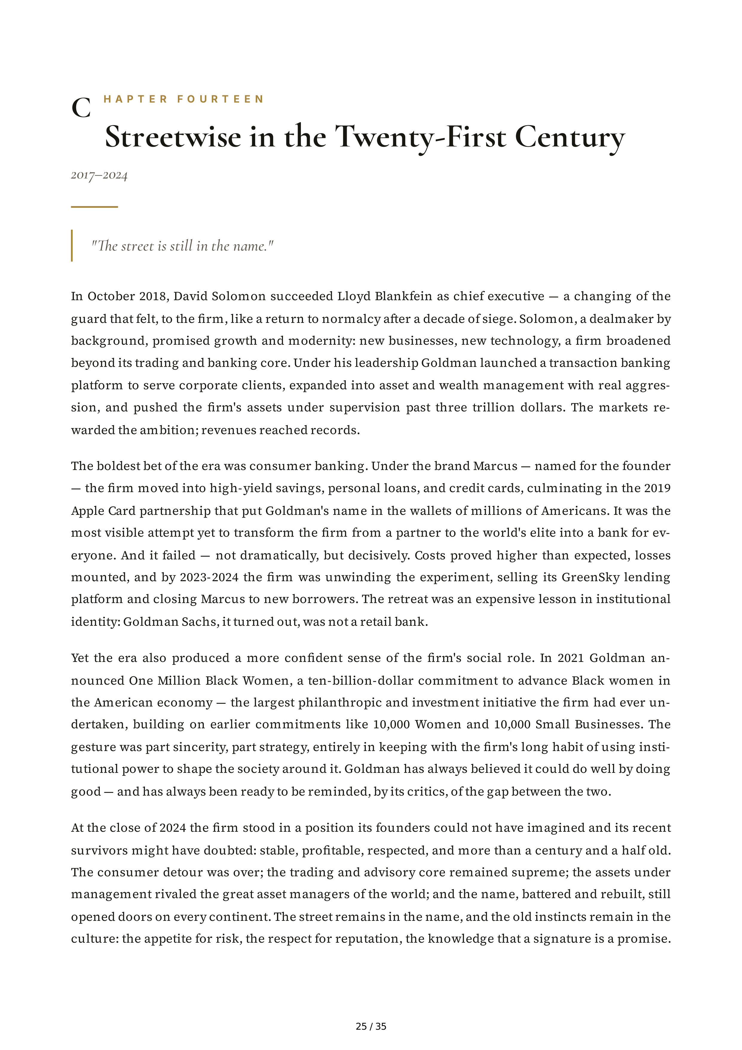 Goldman Sachs Streetwise Getting to and Through Goldman Sachs Biography — page 25