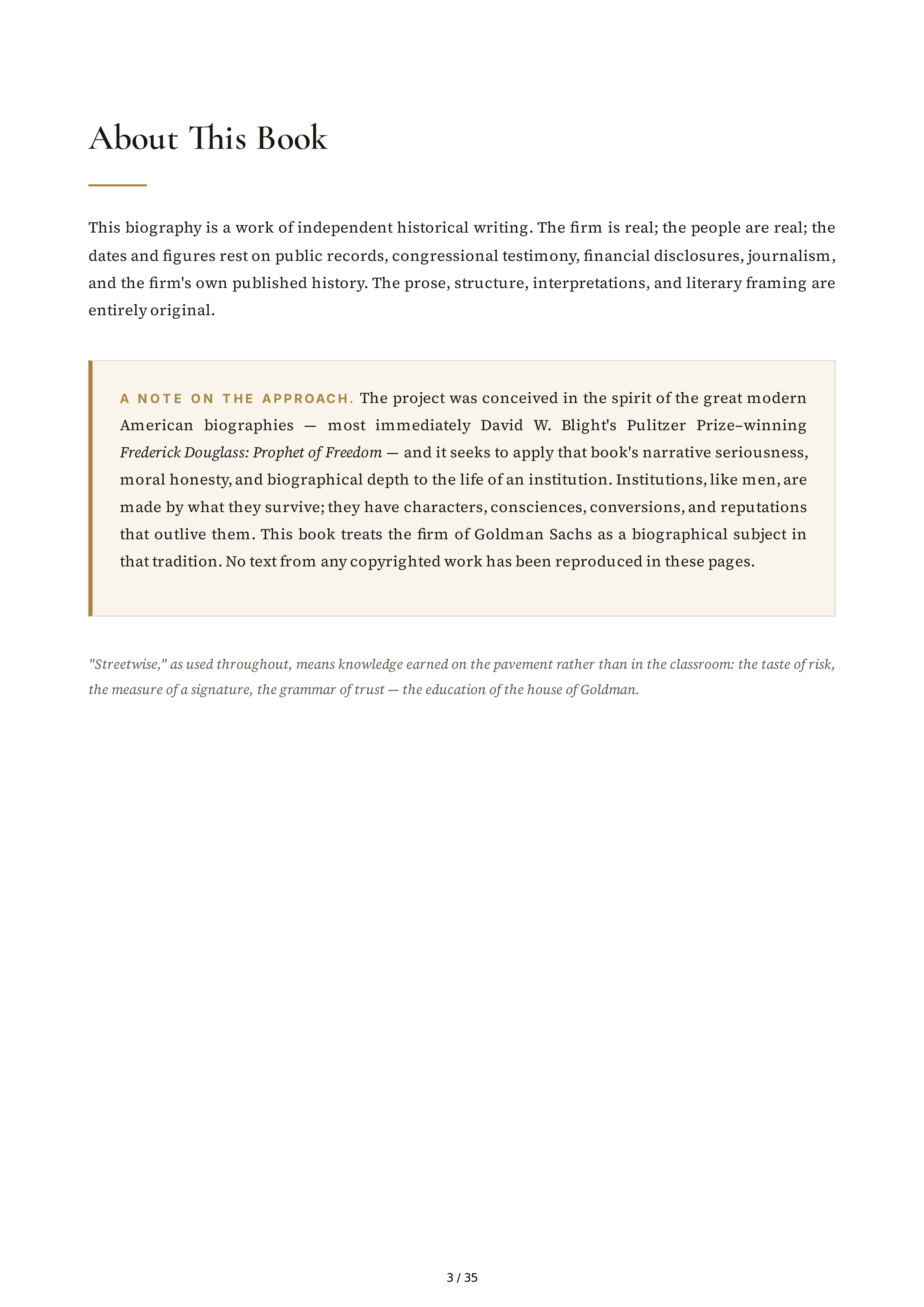 Goldman Sachs Streetwise Getting to and Through Goldman Sachs Biography — page 3