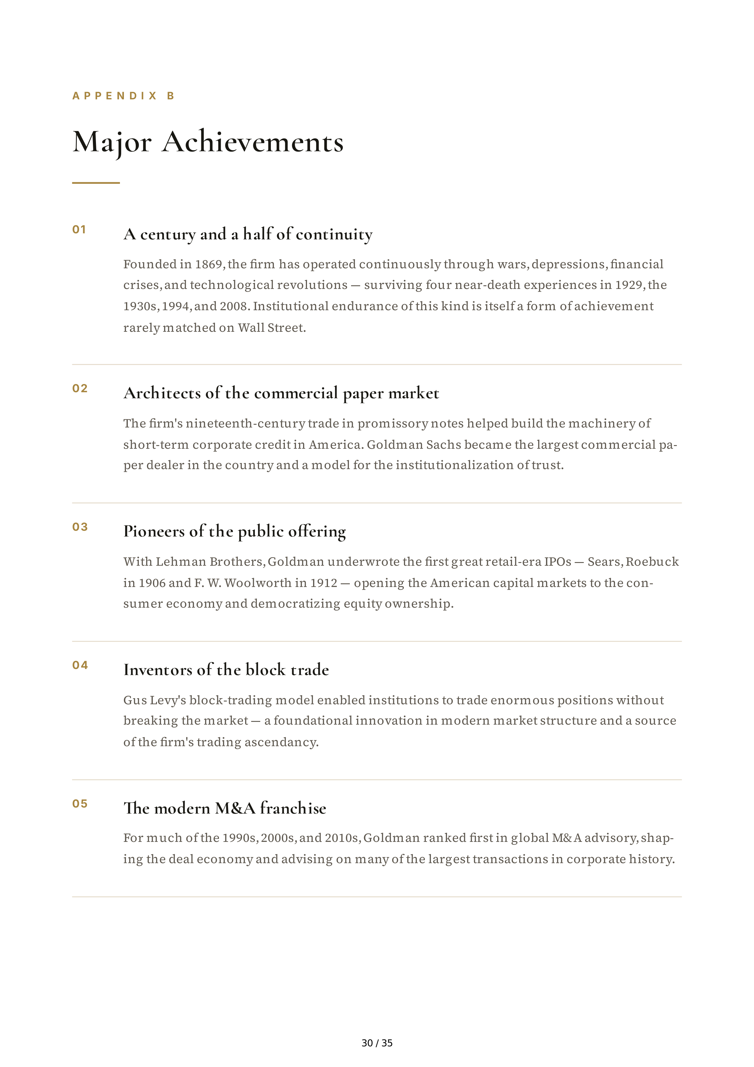 Goldman Sachs Streetwise Getting to and Through Goldman Sachs Biography — page 30