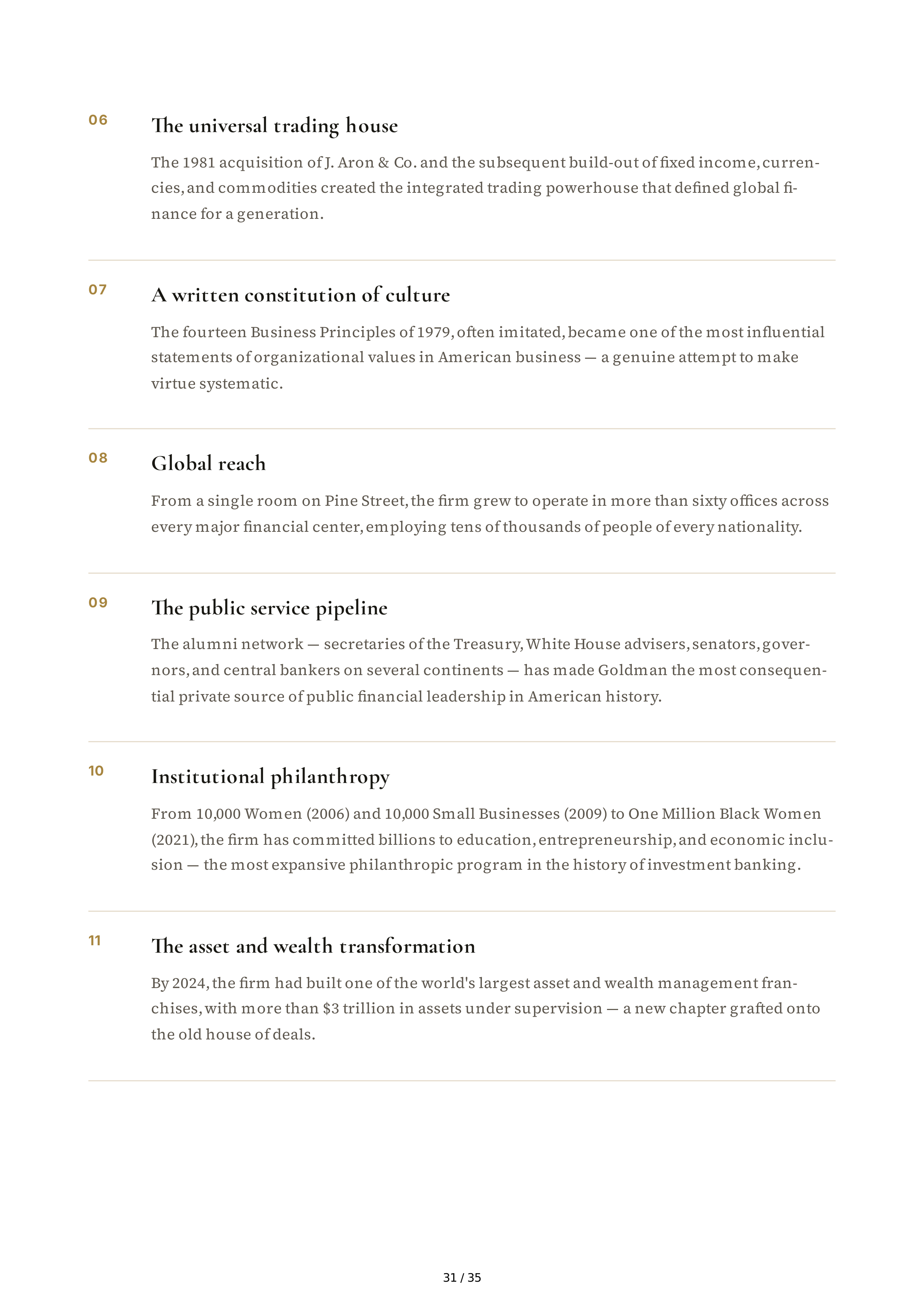 Goldman Sachs Streetwise Getting to and Through Goldman Sachs Biography — page 31