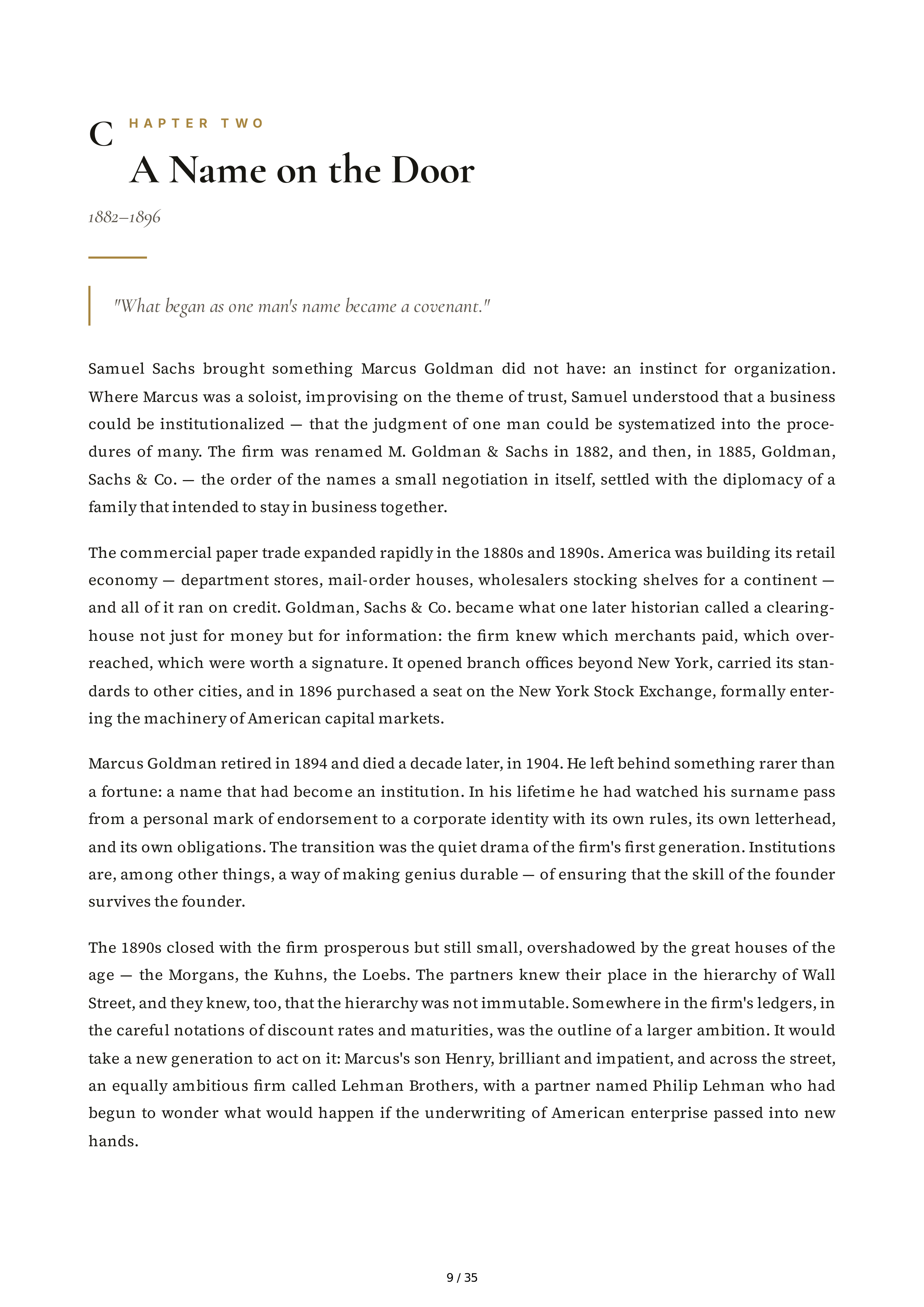Goldman Sachs Streetwise Getting to and Through Goldman Sachs Biography — page 9