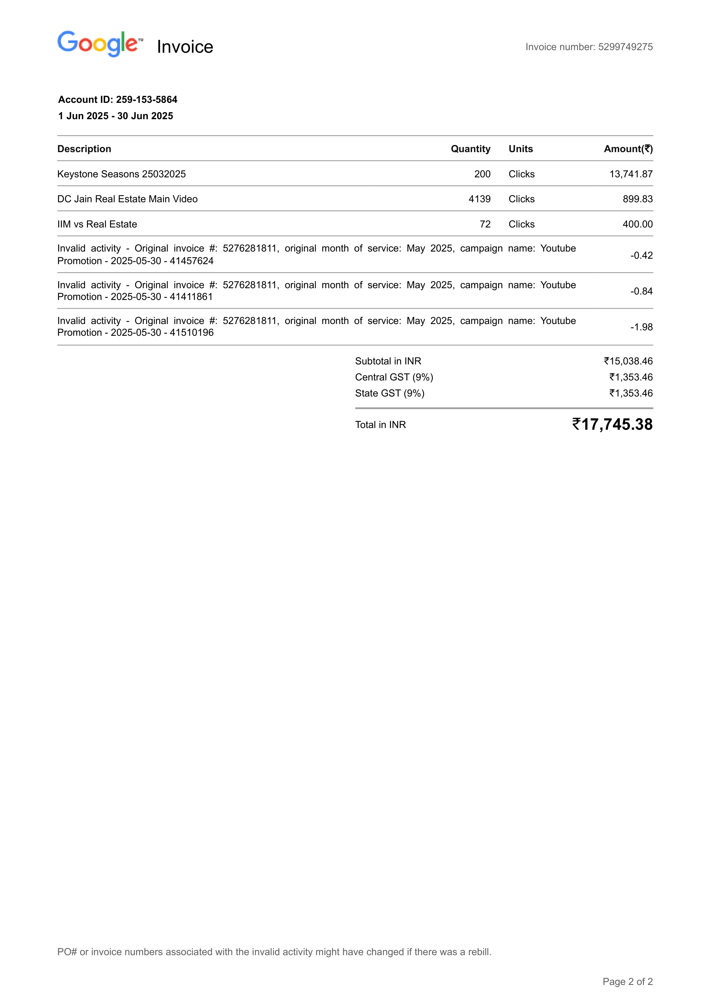 Google Ads Invoice — page 2