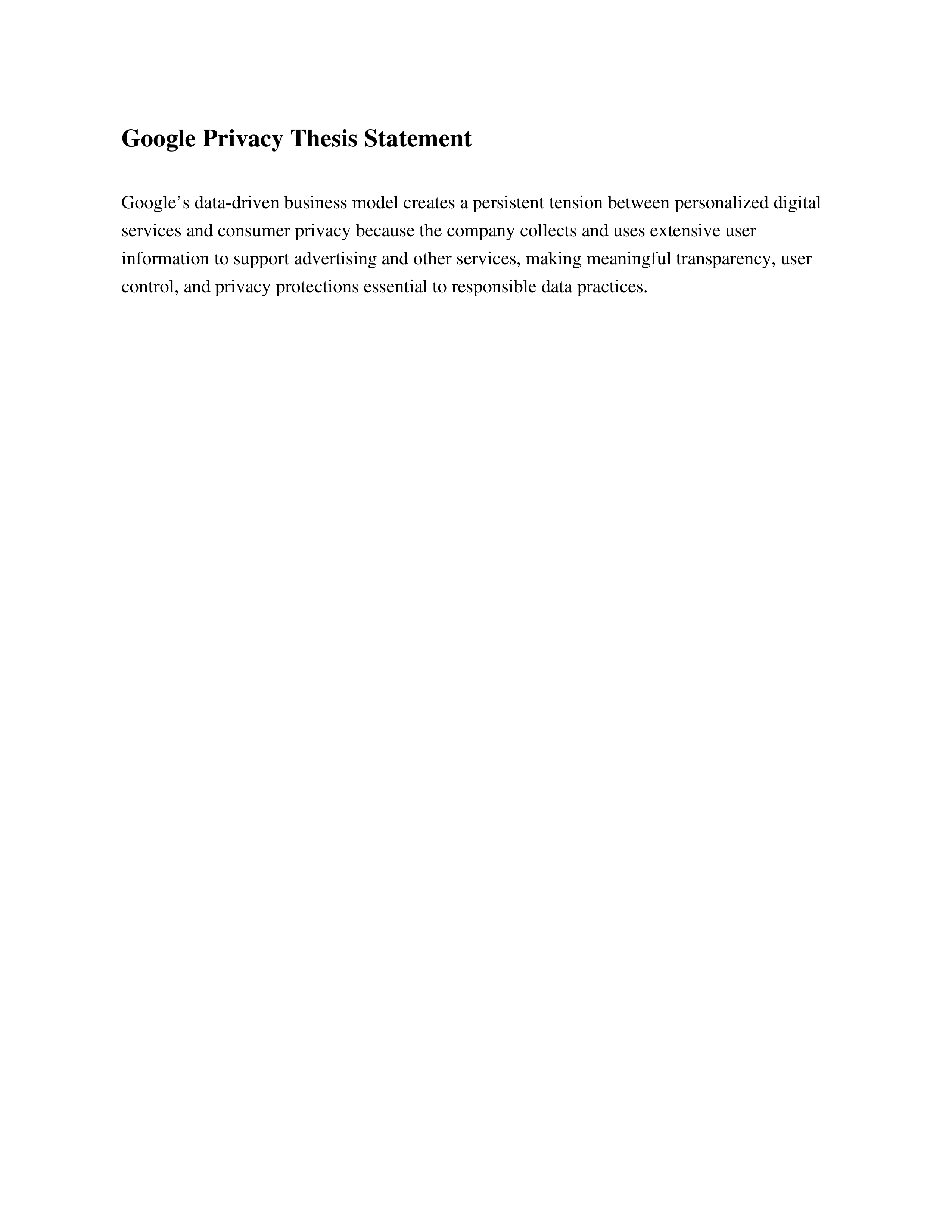 Google Privacy Thesis Statement — page 1
