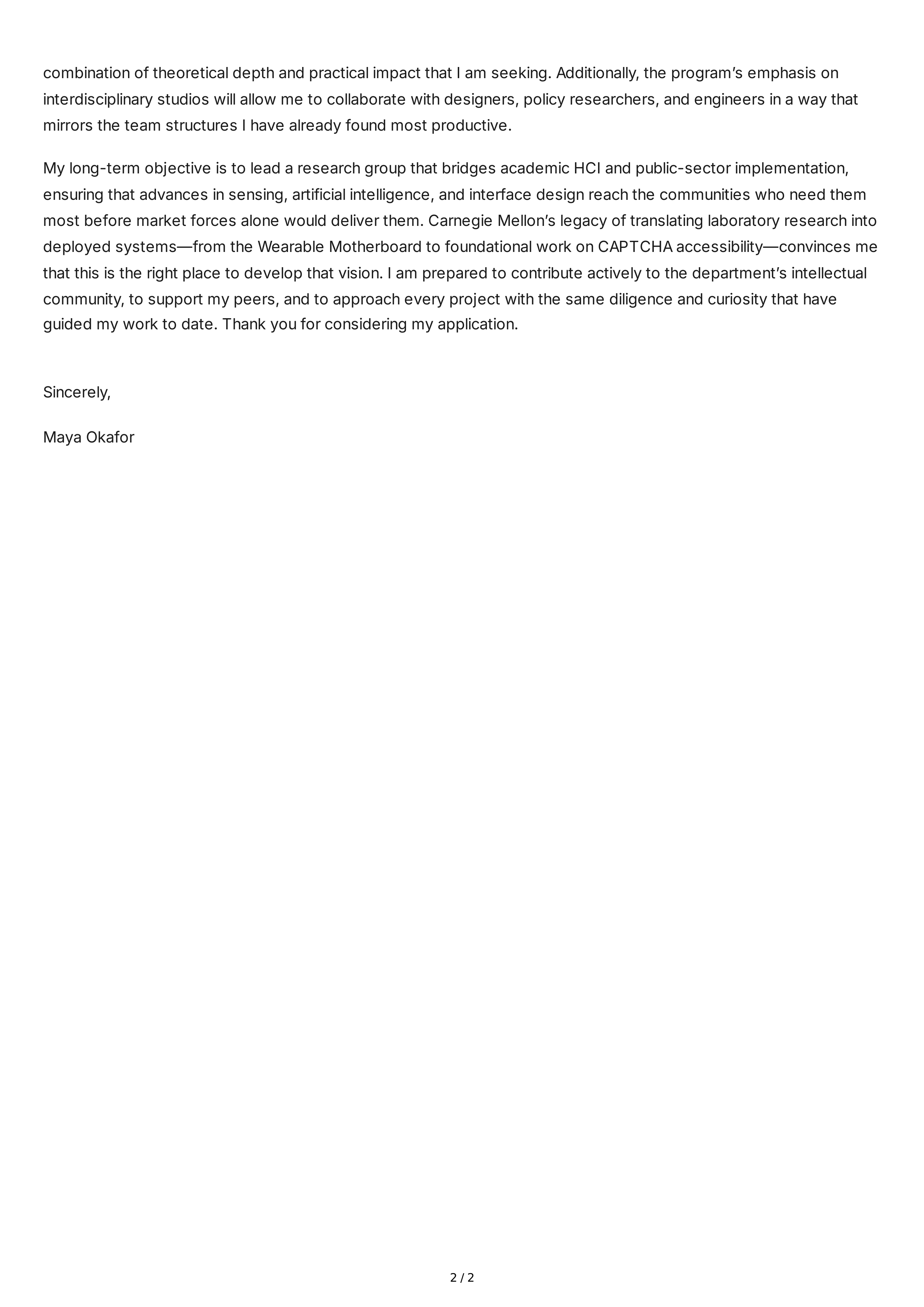 Graduate School Personal Statement — page 2
