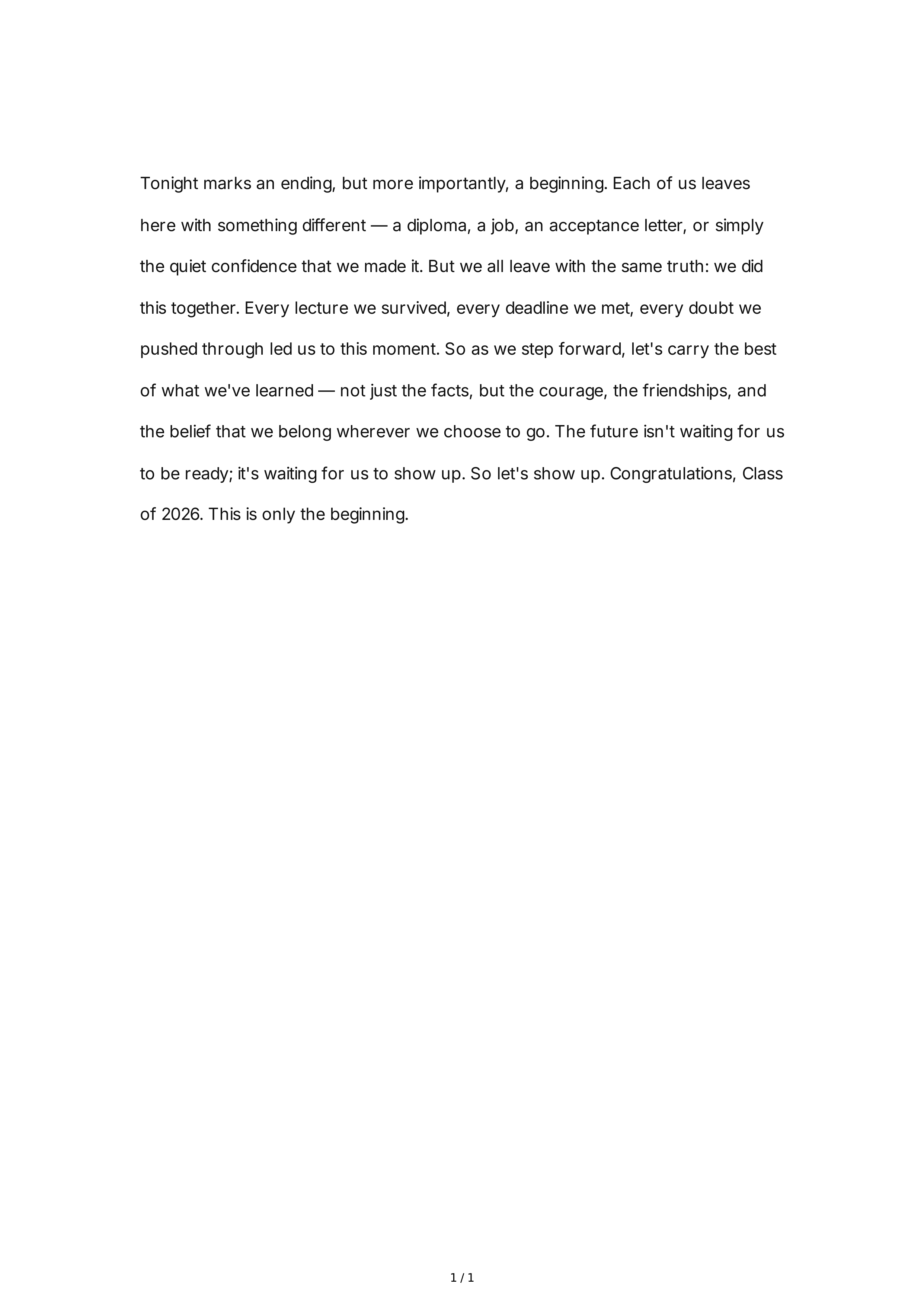 Graduation Speech Conclusion Paragraph — page 1