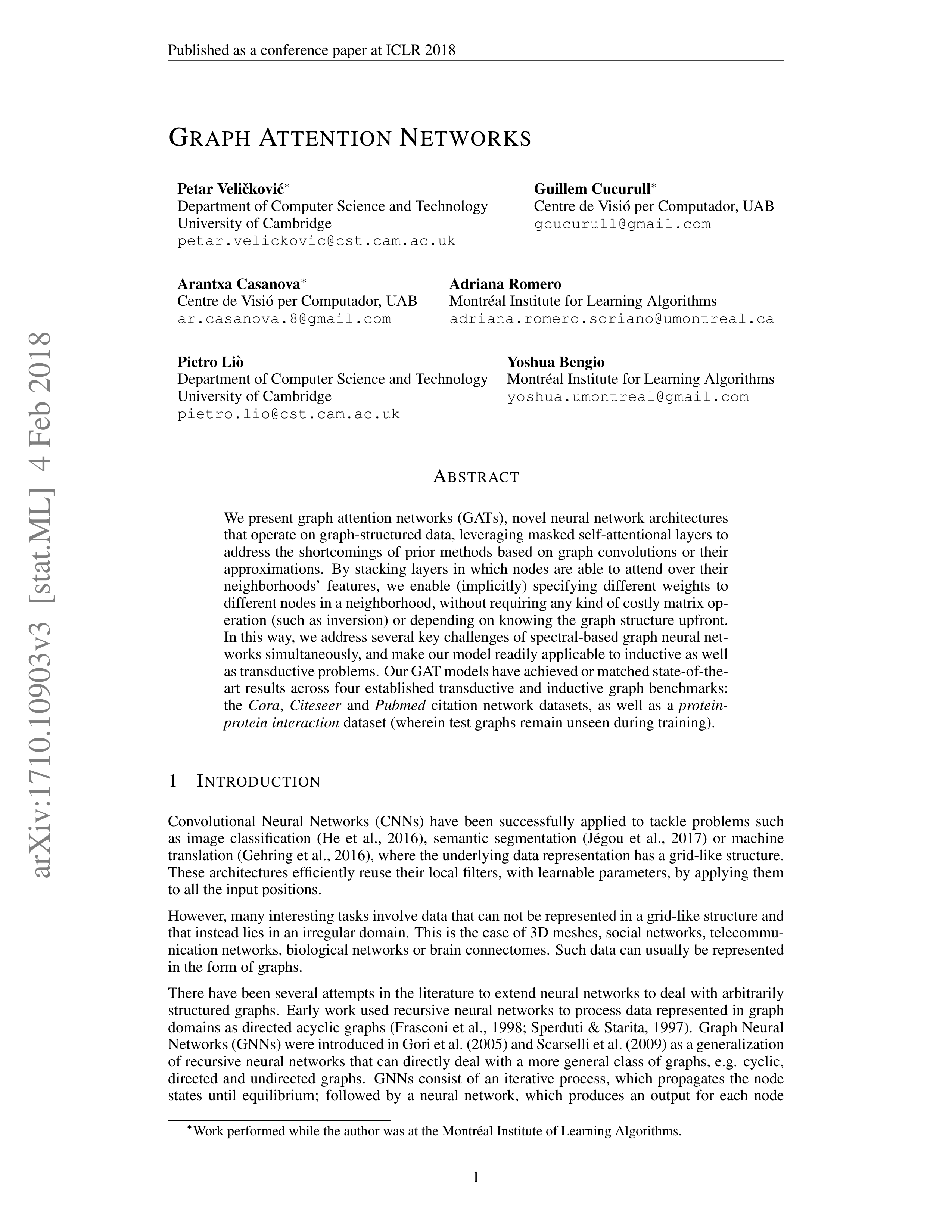 Graph Attention Networks Research Paper by Cambridge University — page 1