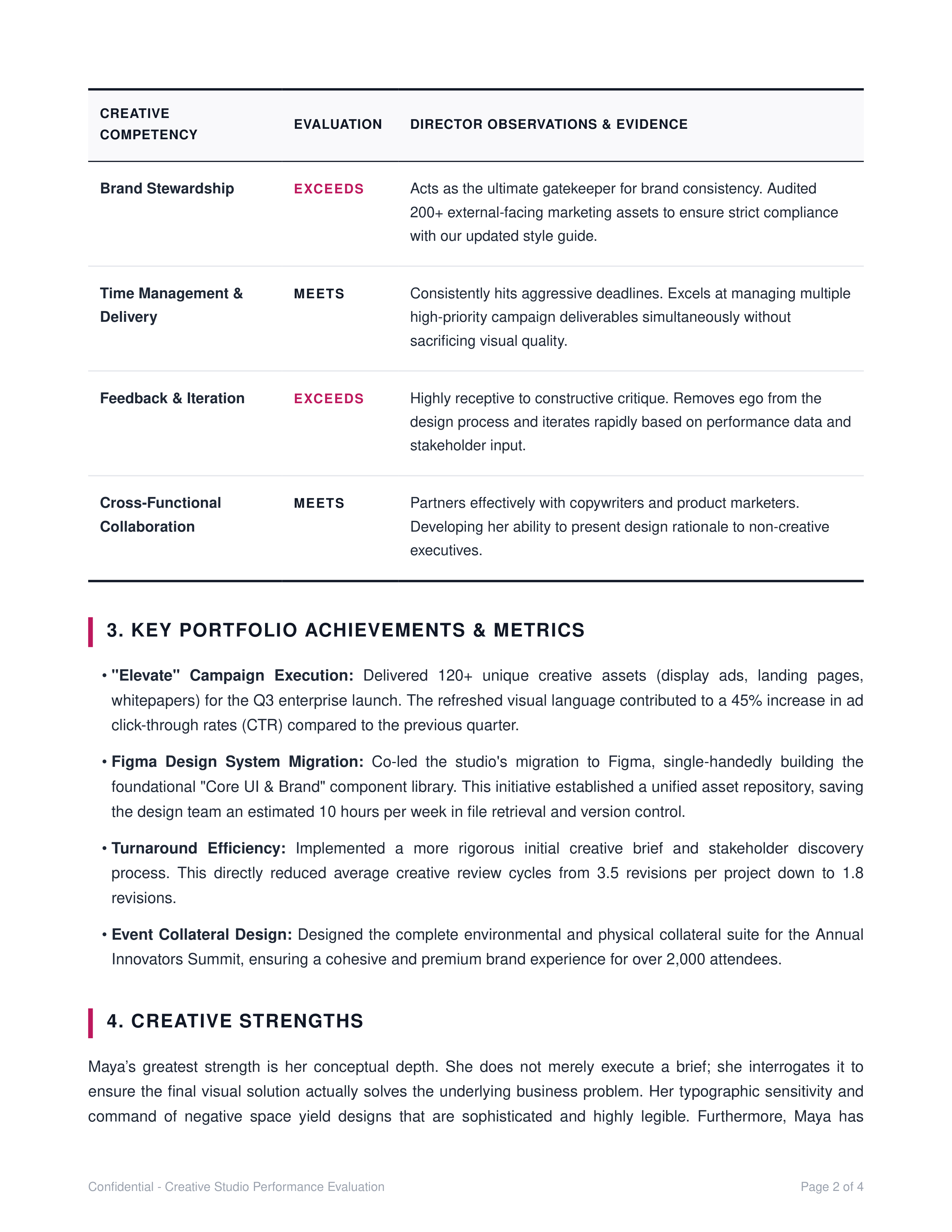Graphic Designer Performance Review — page 2
