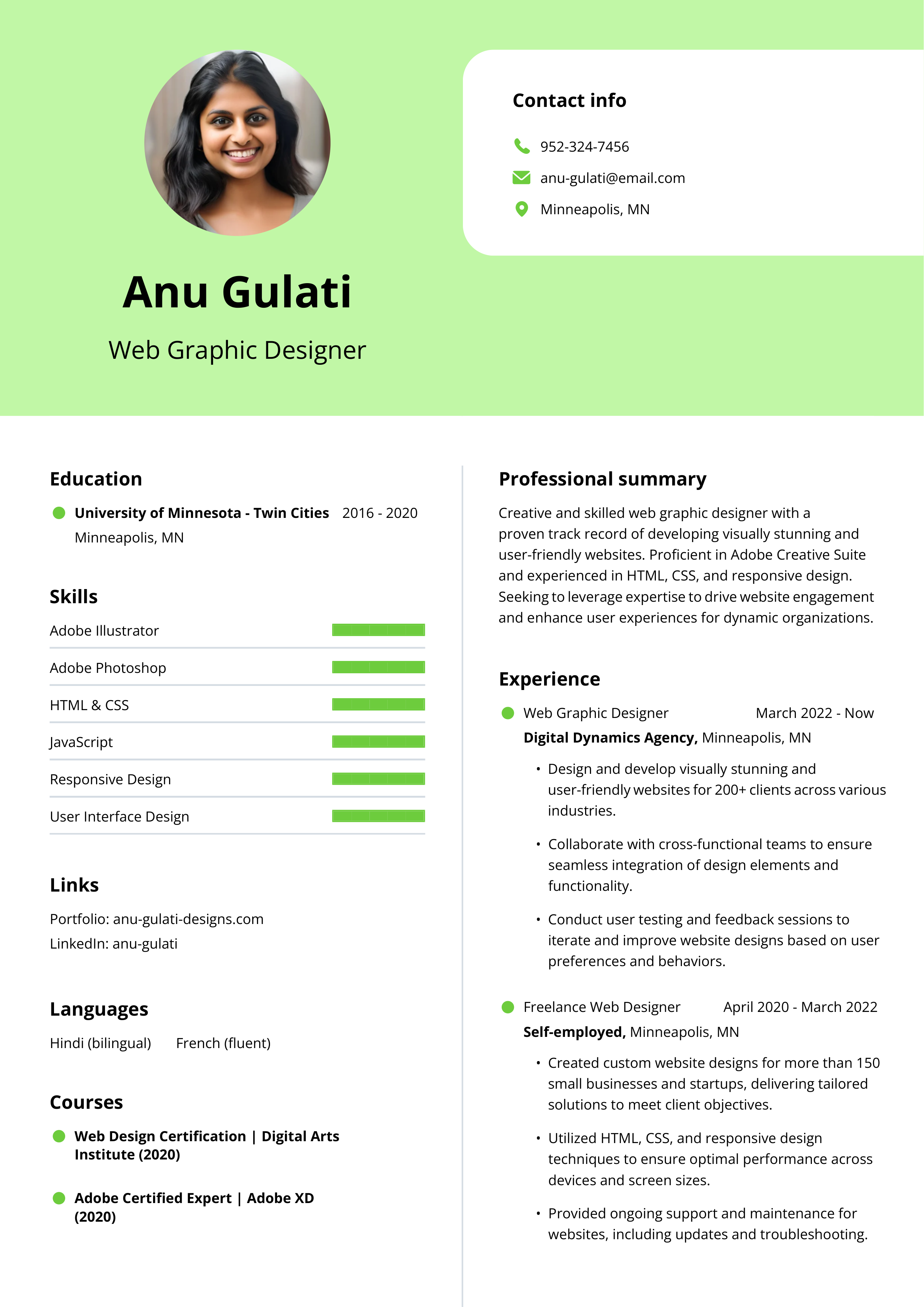 Adobe Graphic Designer Resume — page 1