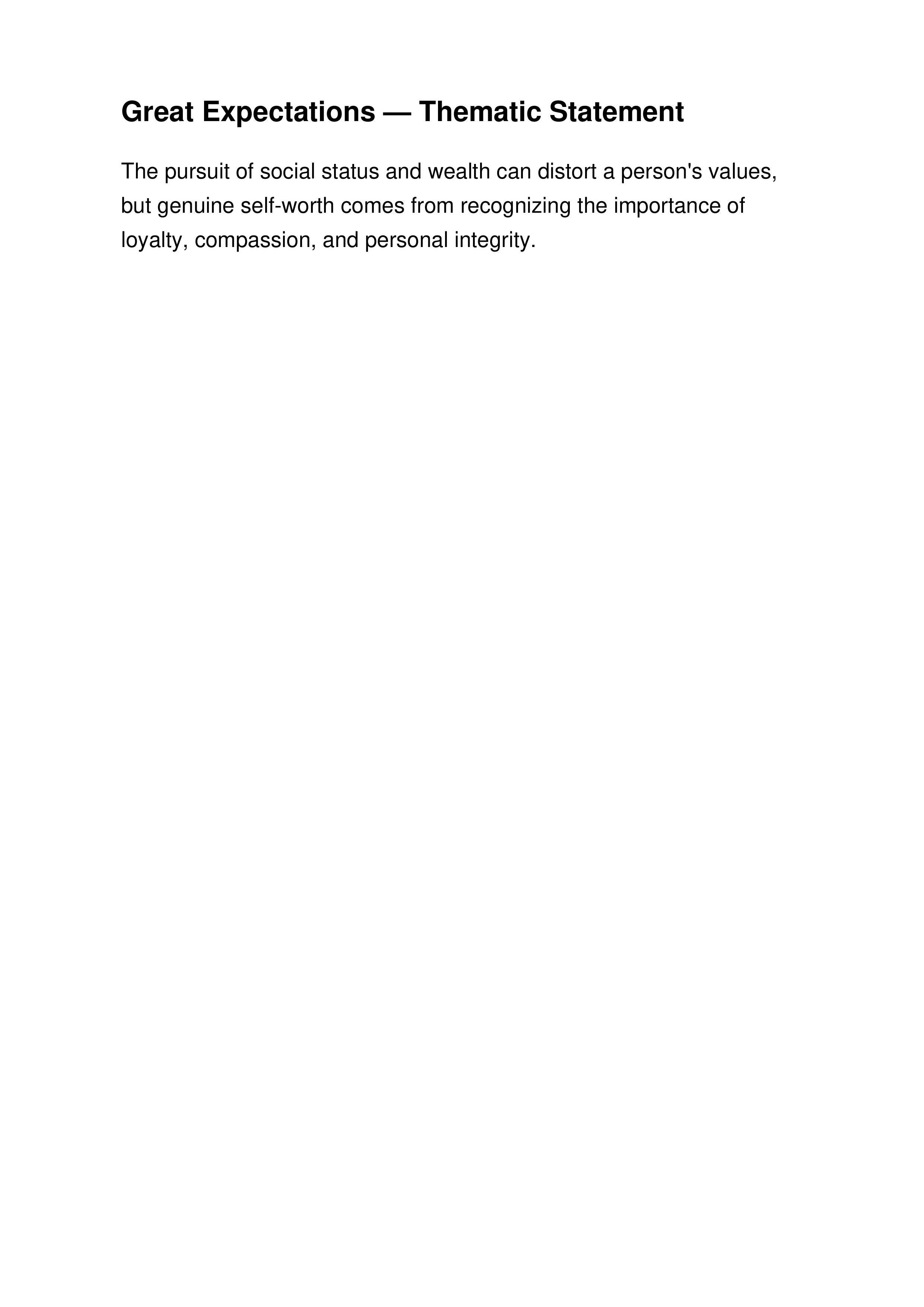 Great Expectations Thematic Statement — page 1