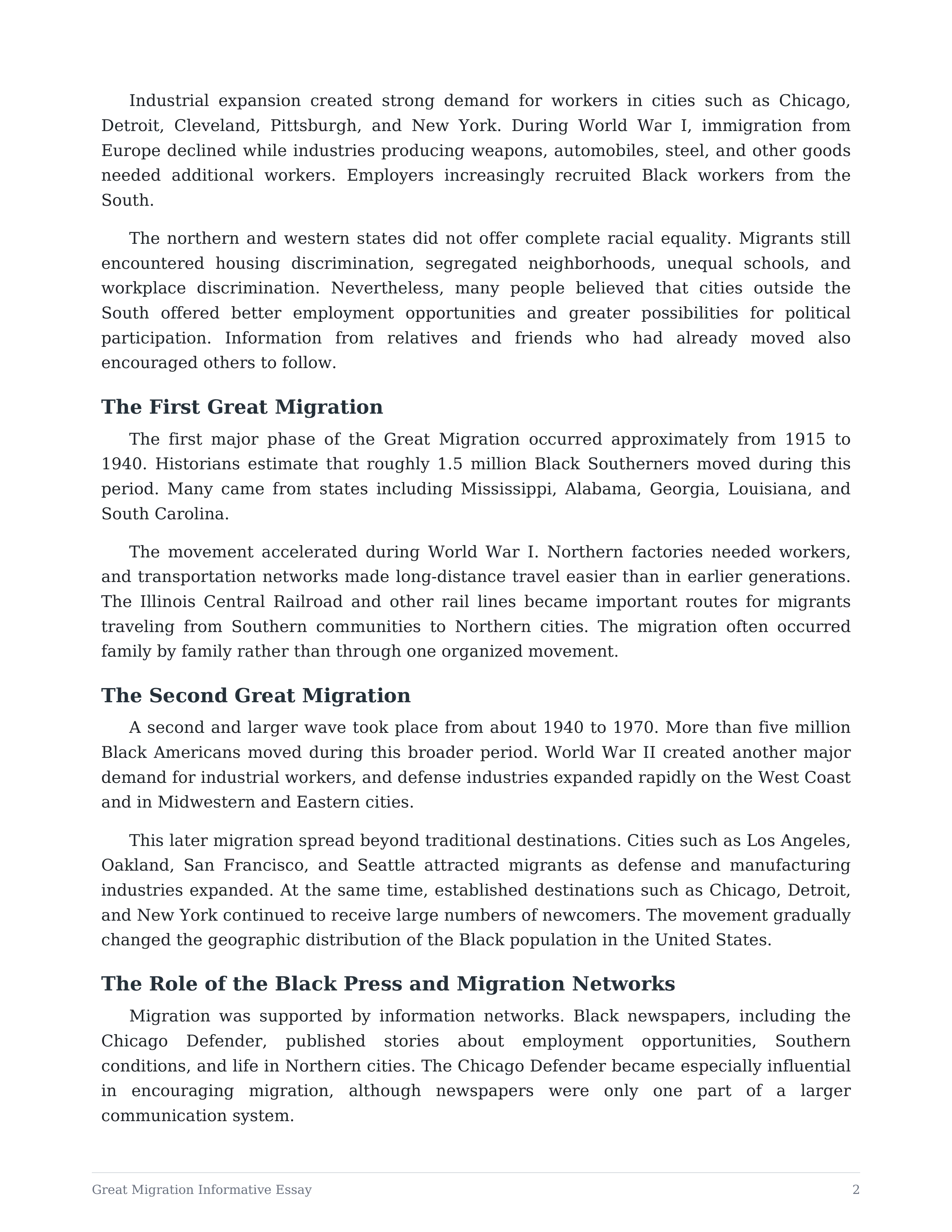 Great Migration Informative Essay — page 2