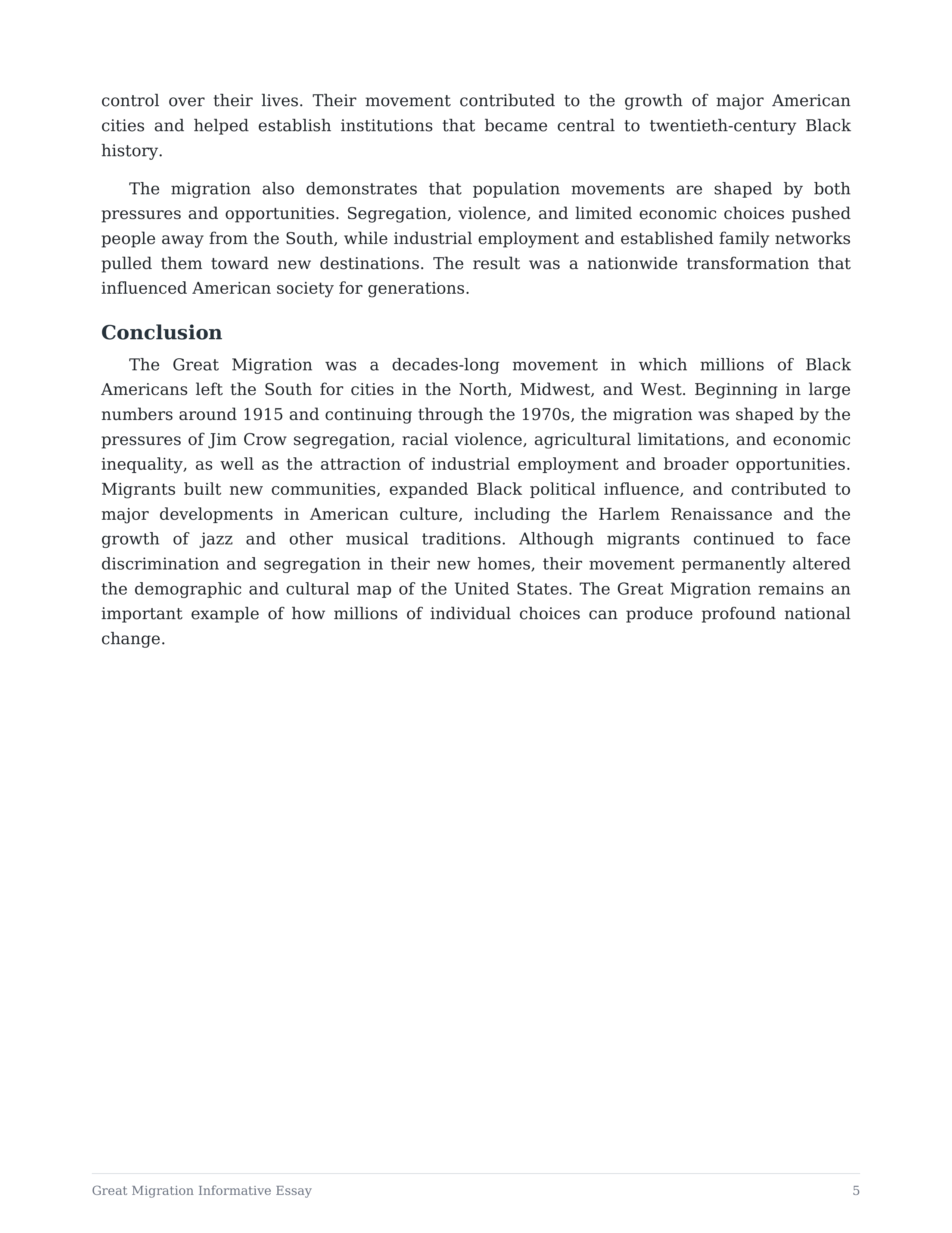 Great Migration Informative Essay — page 5