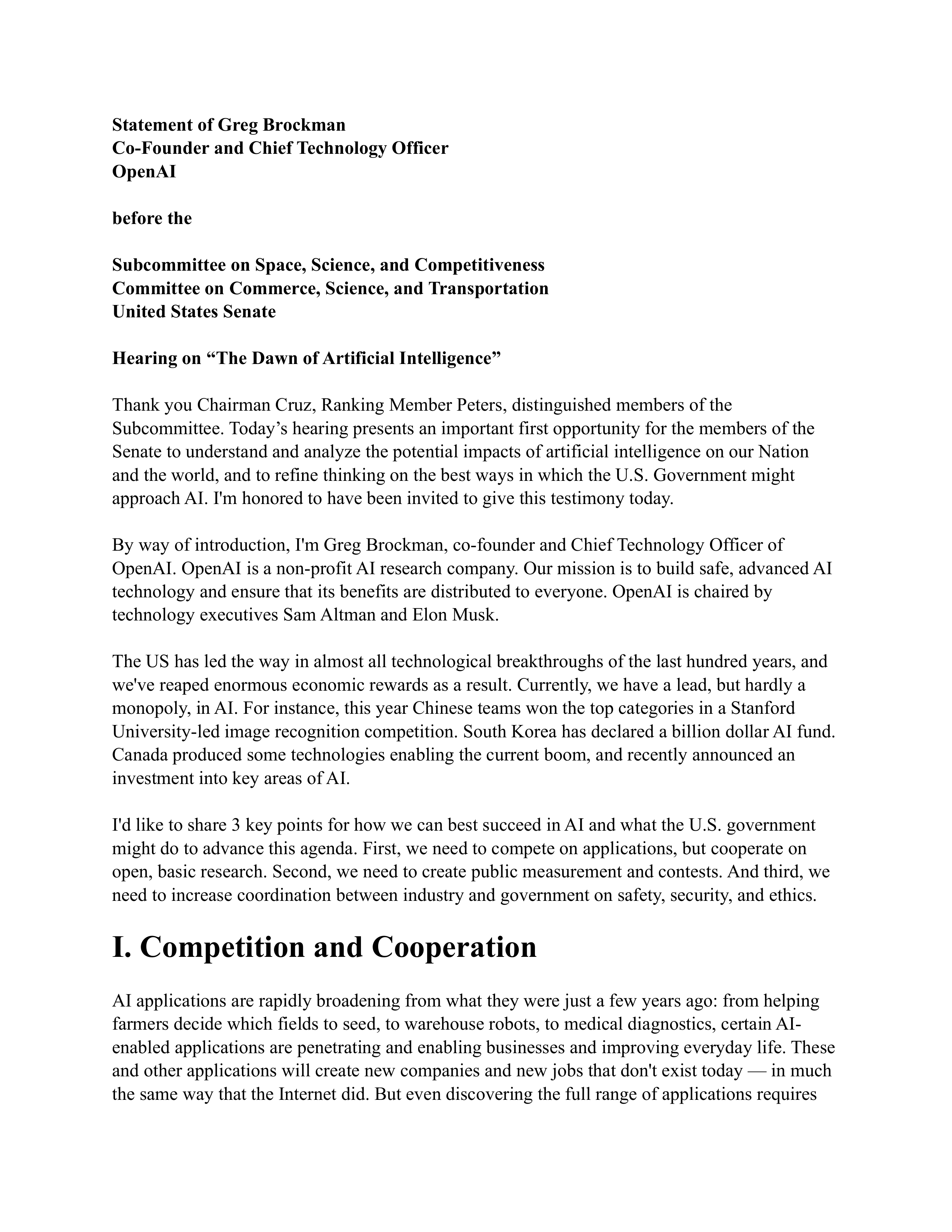 Greg Brockman Opening Statement — page 1