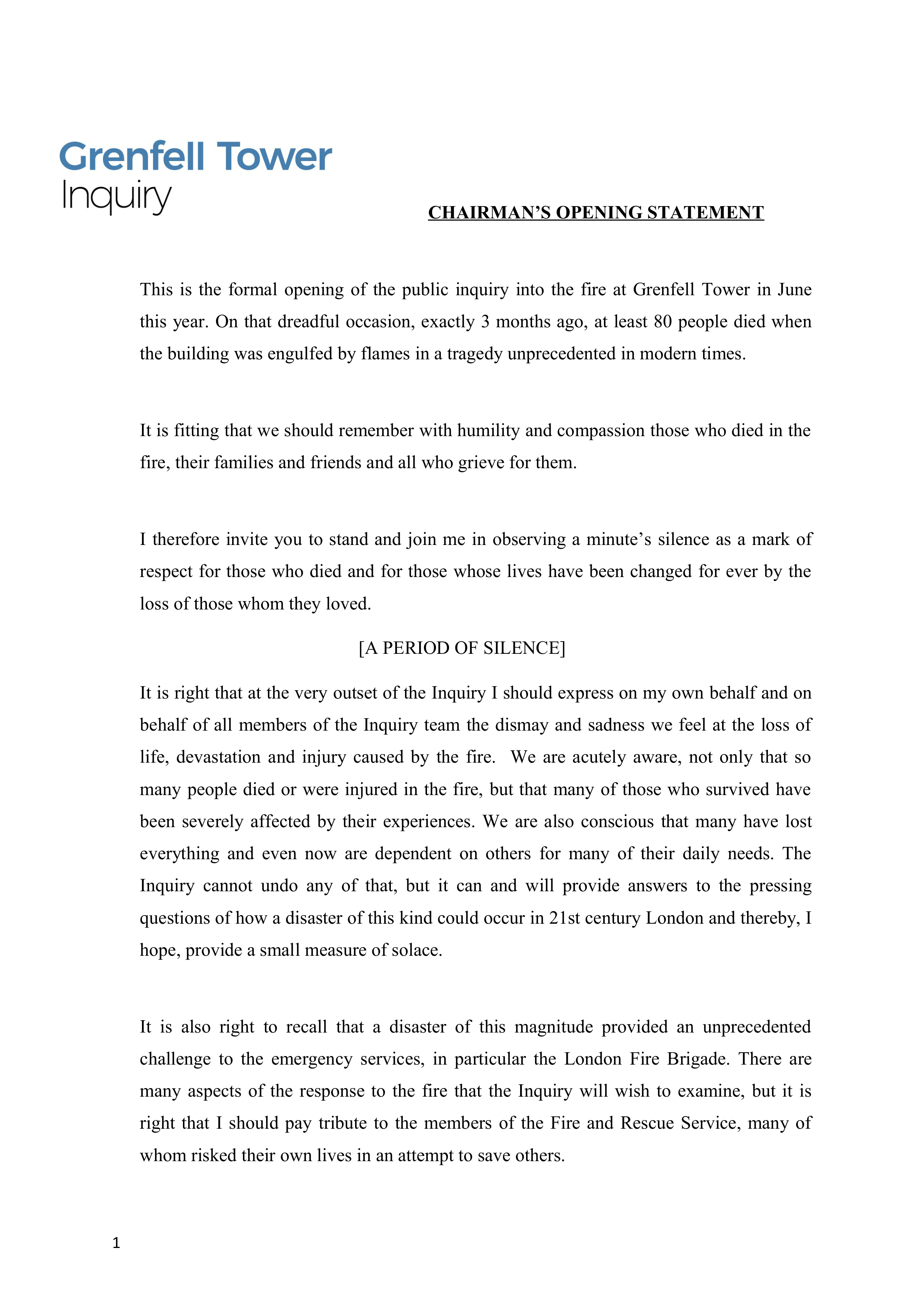 Grenfell Inquiry Opening Statement — page 1