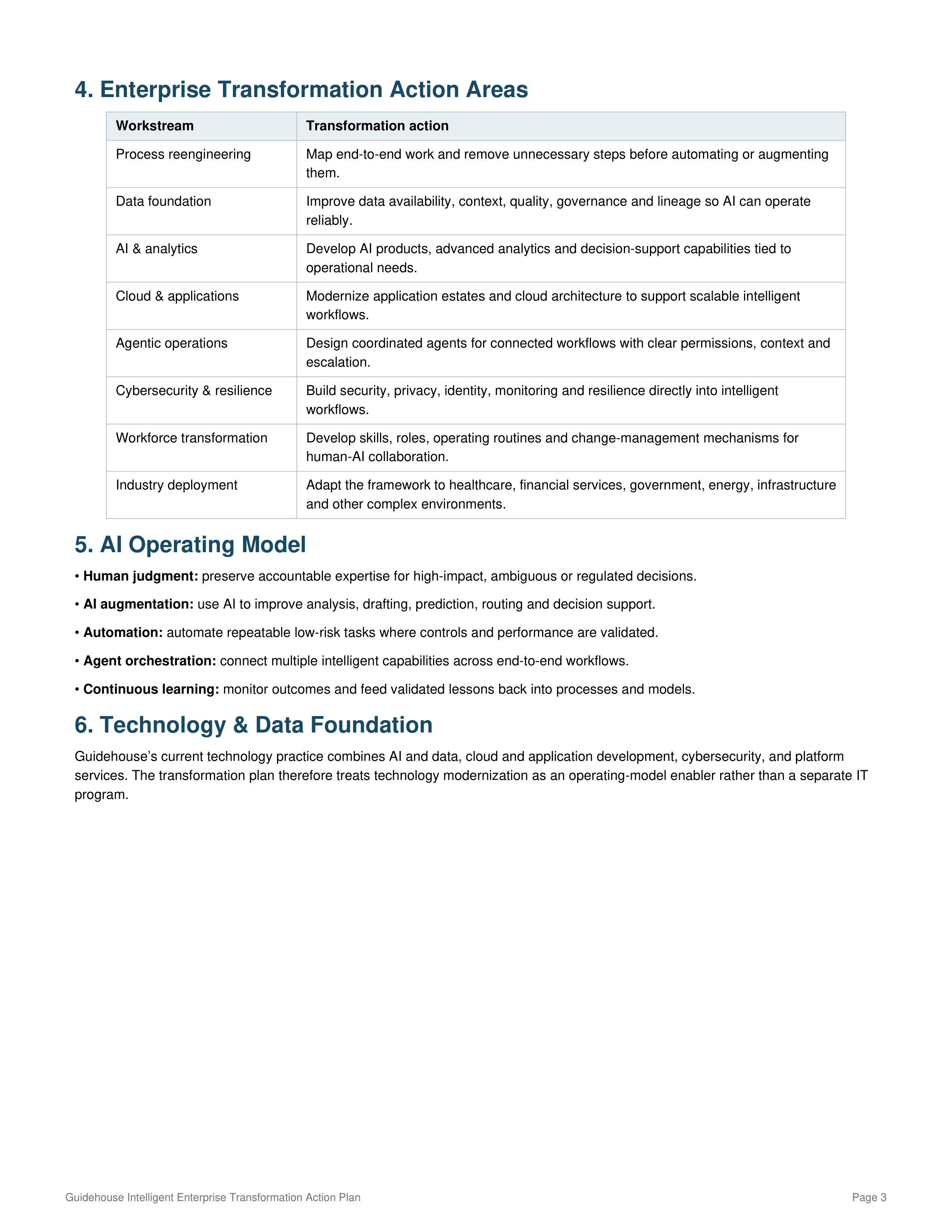 Guidehouse’s Intelligent Enterprise Transformation Action Plan — page 3