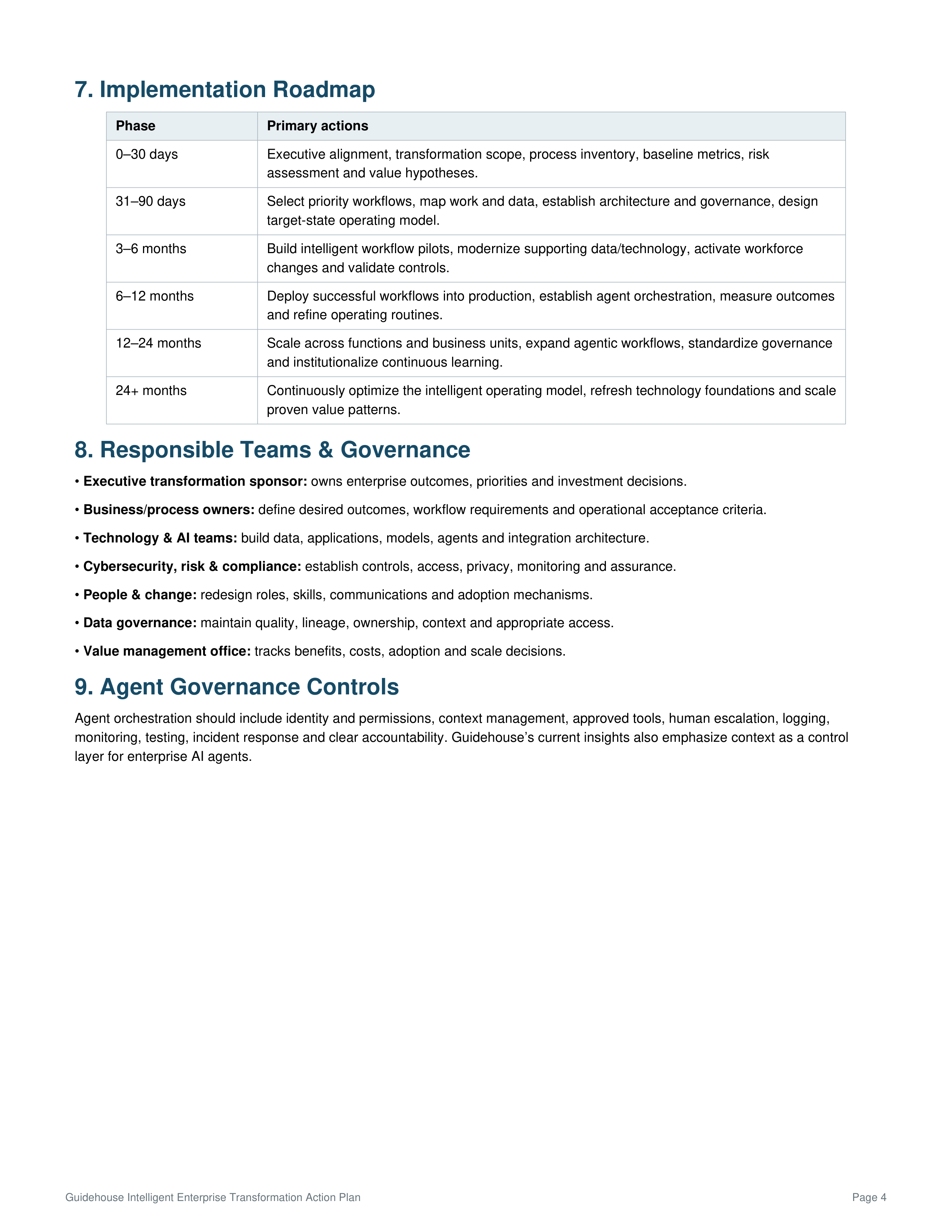 Guidehouse’s Intelligent Enterprise Transformation Action Plan — page 4