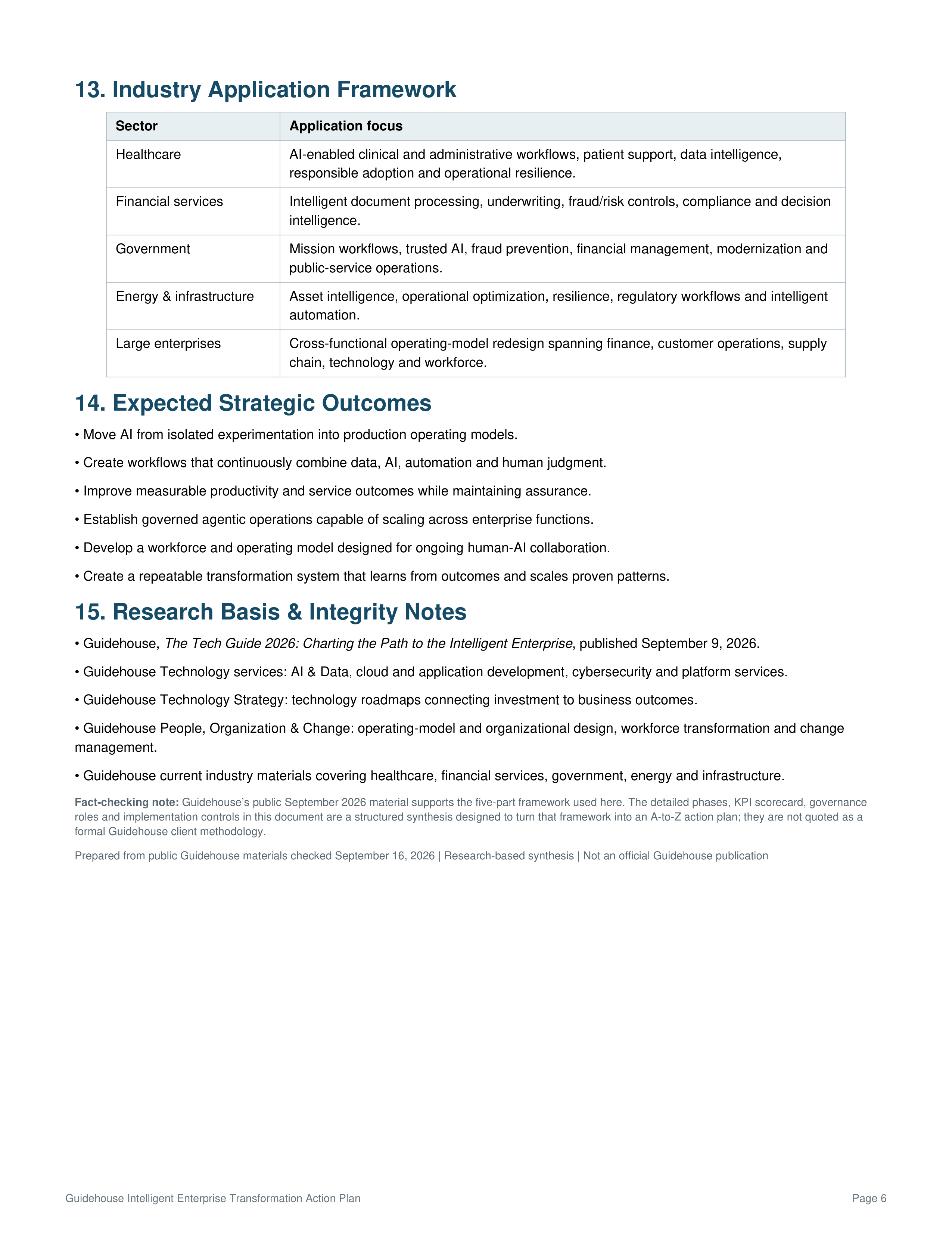 Guidehouse’s Intelligent Enterprise Transformation Action Plan — page 6