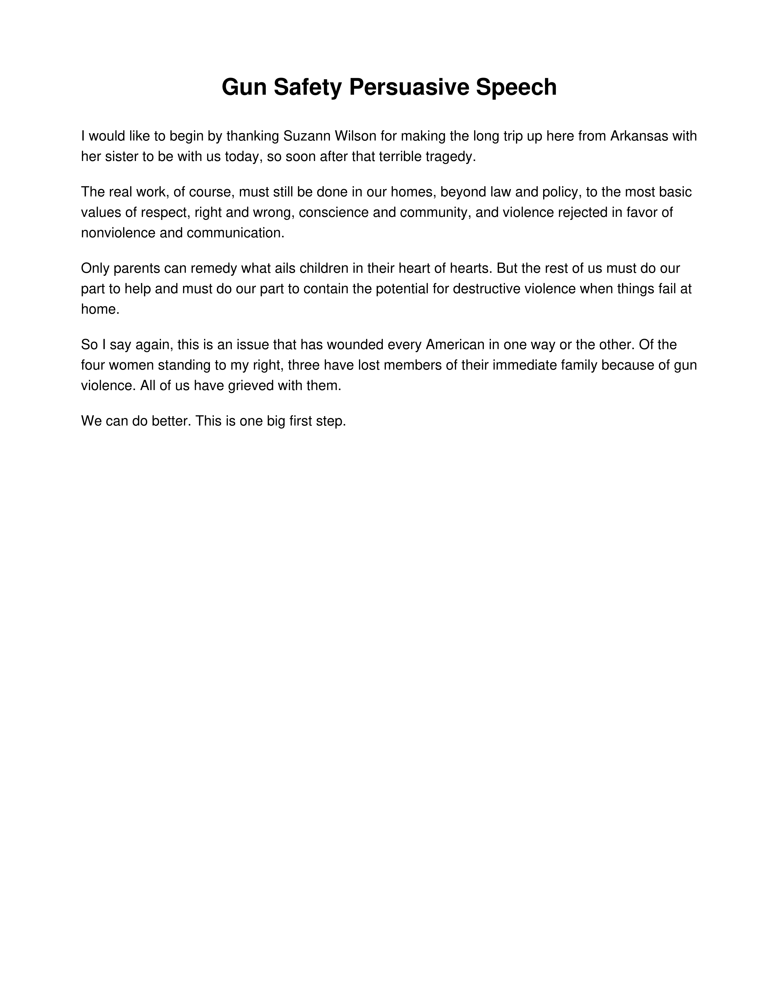 Gun Safety Persuasive Speech — page 1
