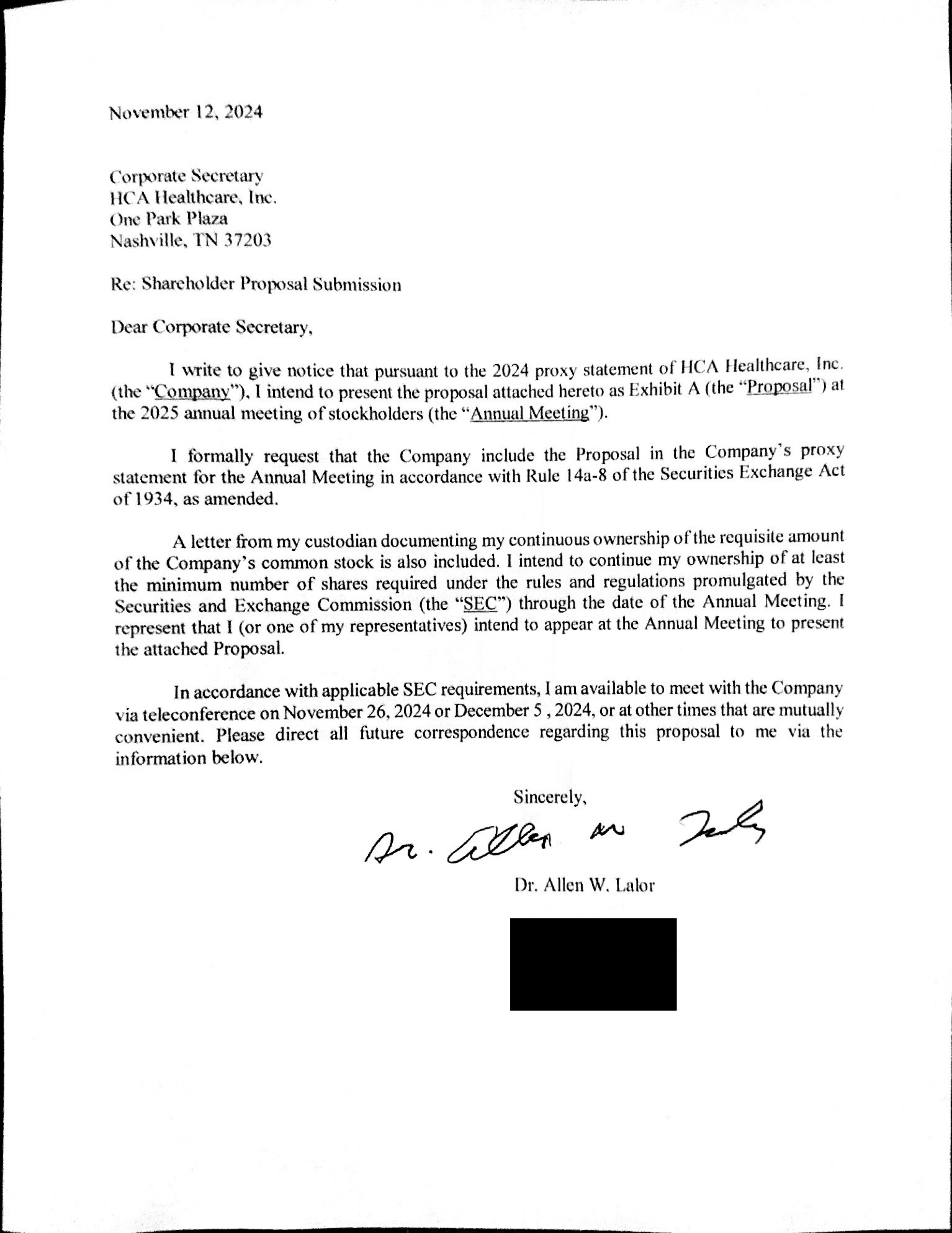 HCA Healthcare Proposal  — page 11