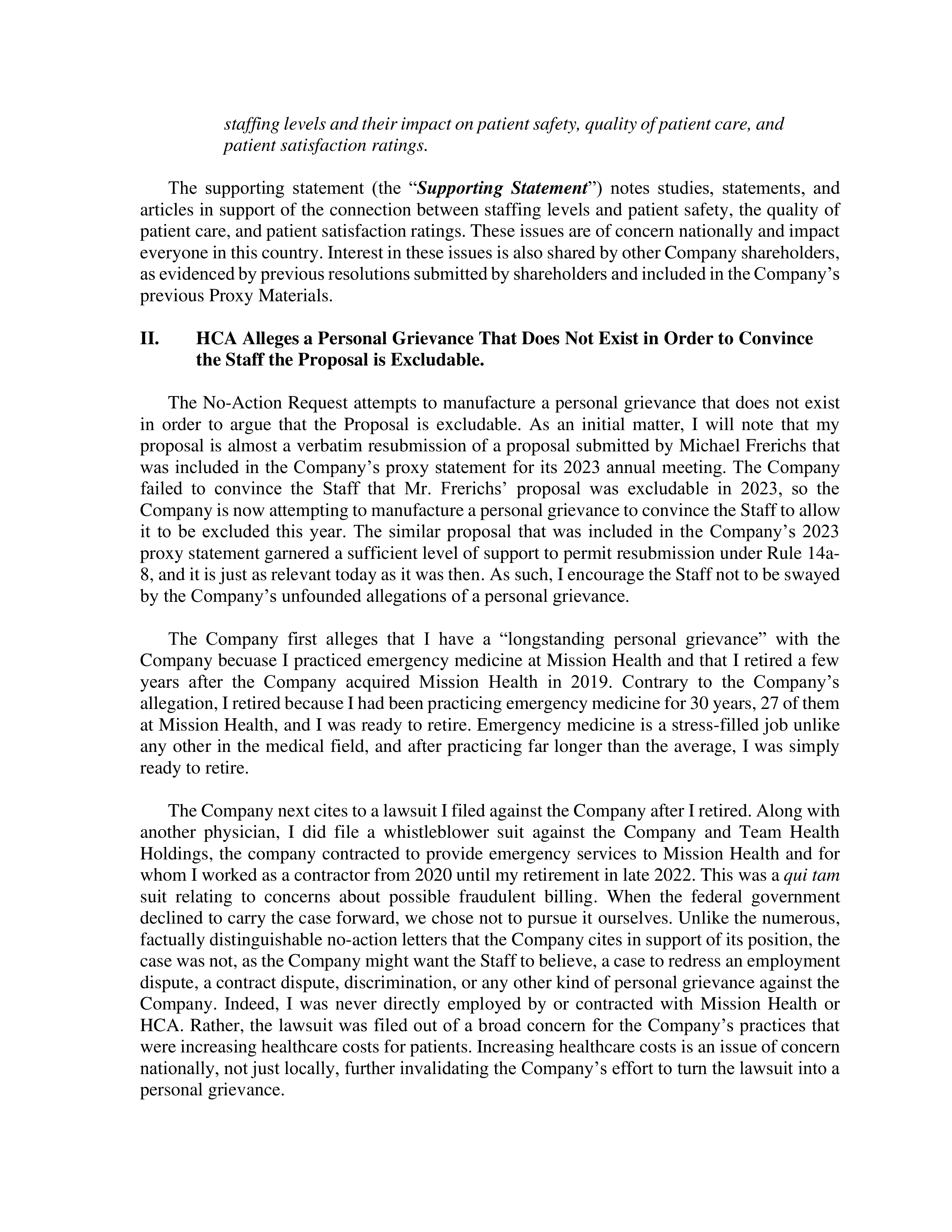 HCA Healthcare Proposal  — page 16